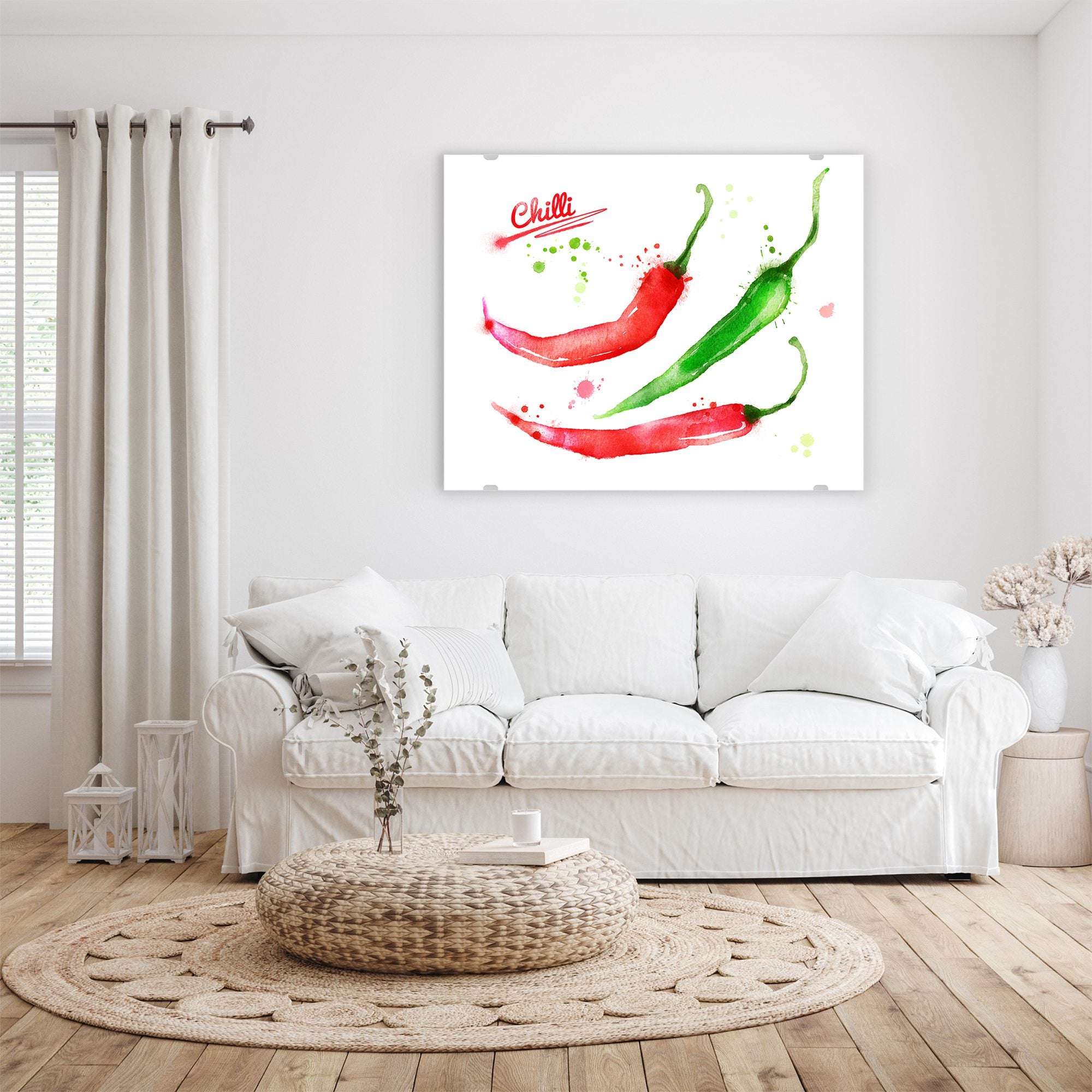 Wandbild - Aquarell mit Chilis