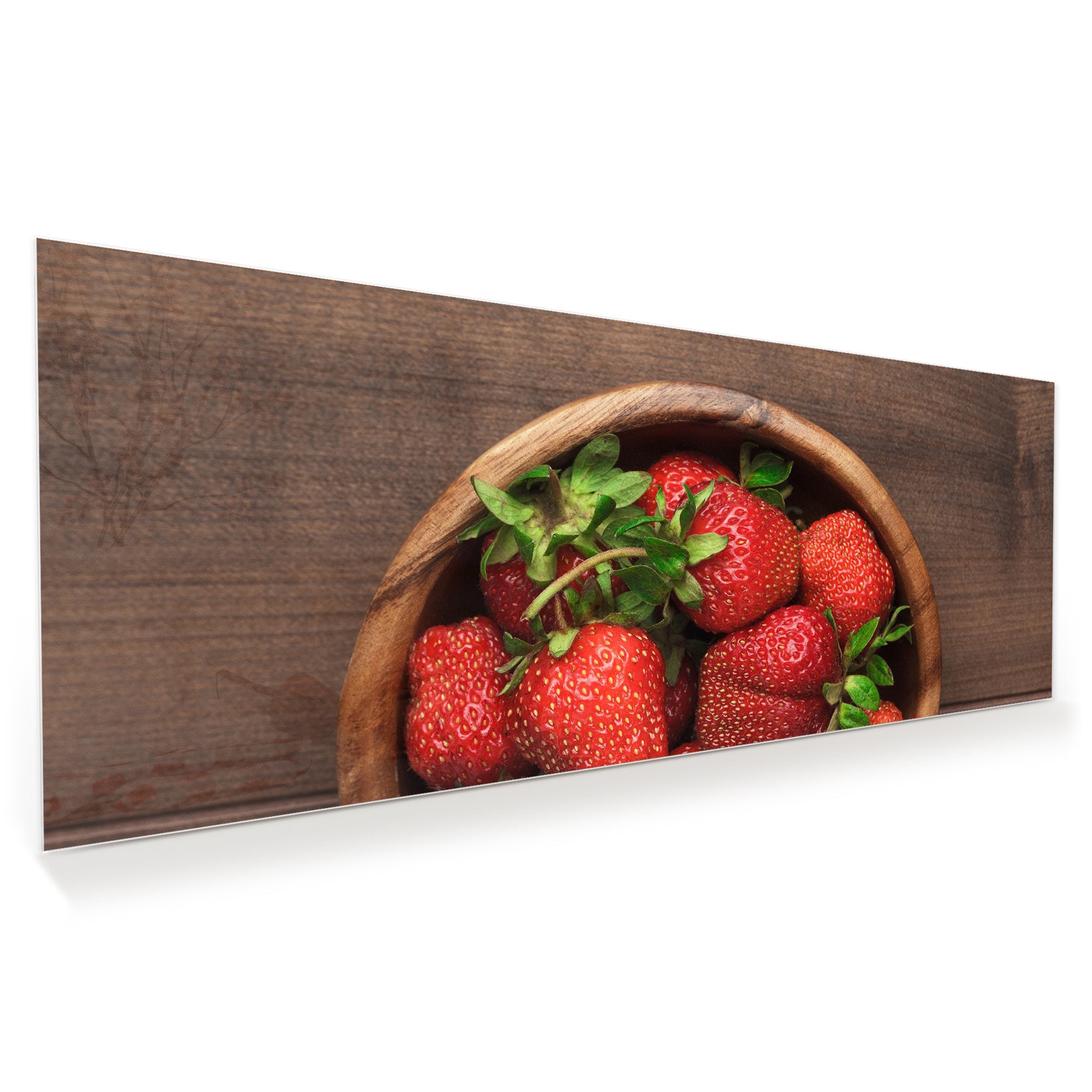 Wandbild - Erdbeeren in Holzschüssel