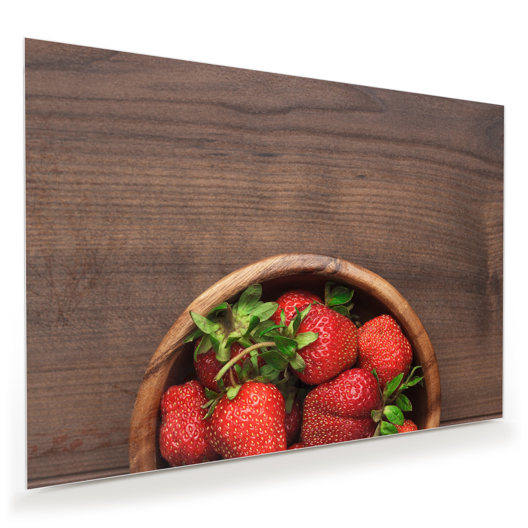 Wandbild - Erdbeeren in Holzschüssel