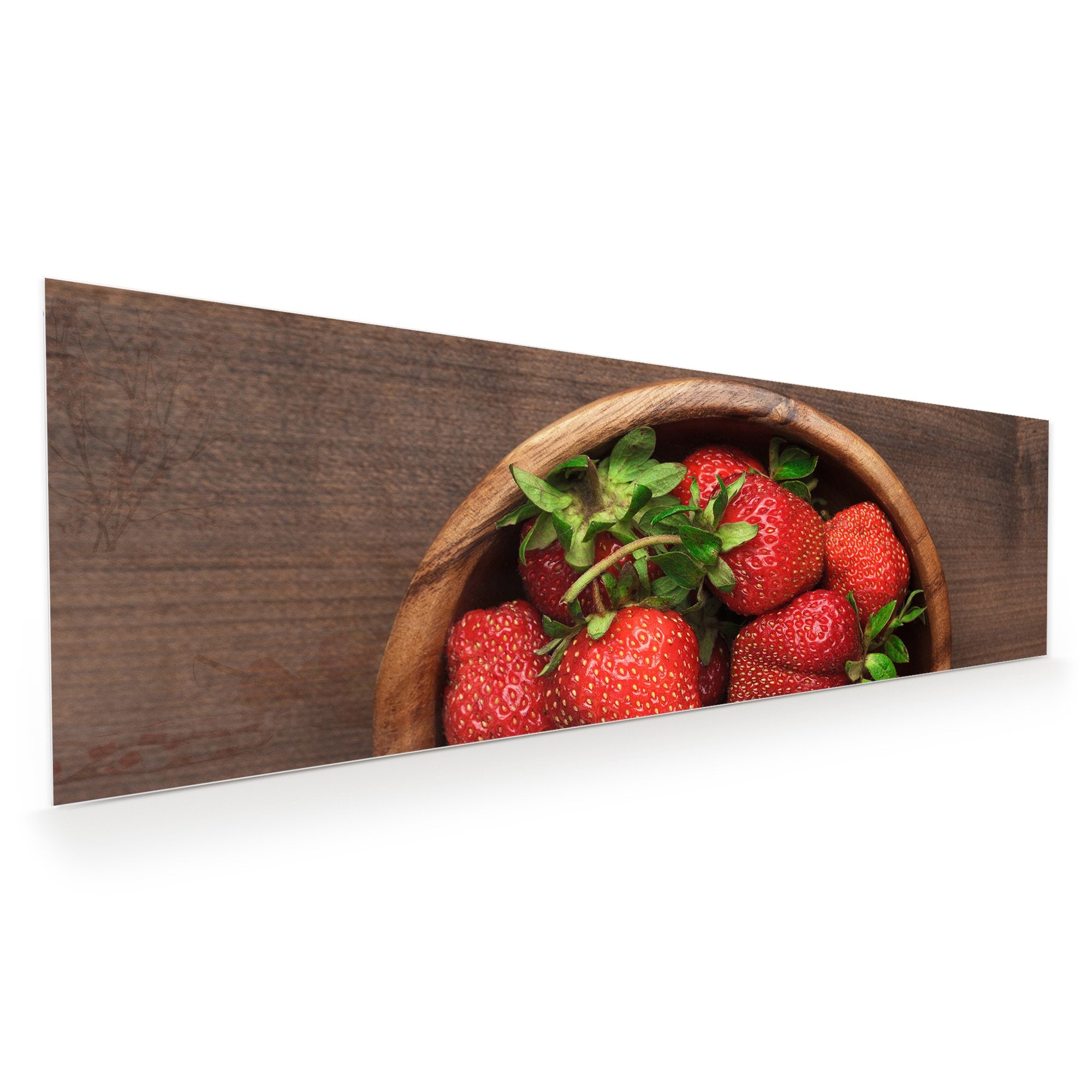 Wandbild - Erdbeeren in Holzschüssel