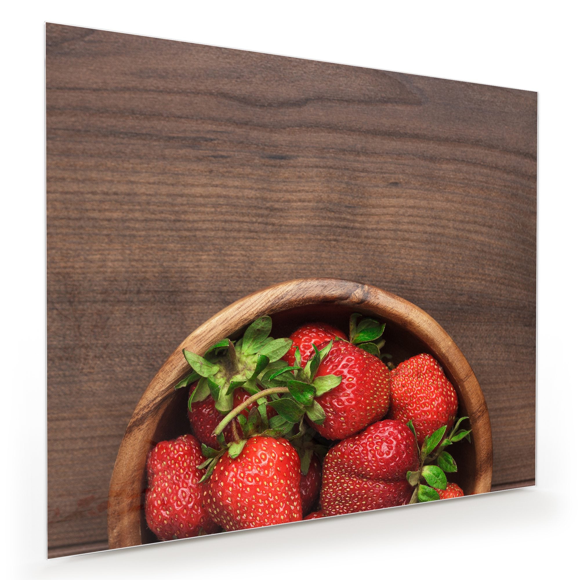 Wandbild - Erdbeeren in Holzschüssel