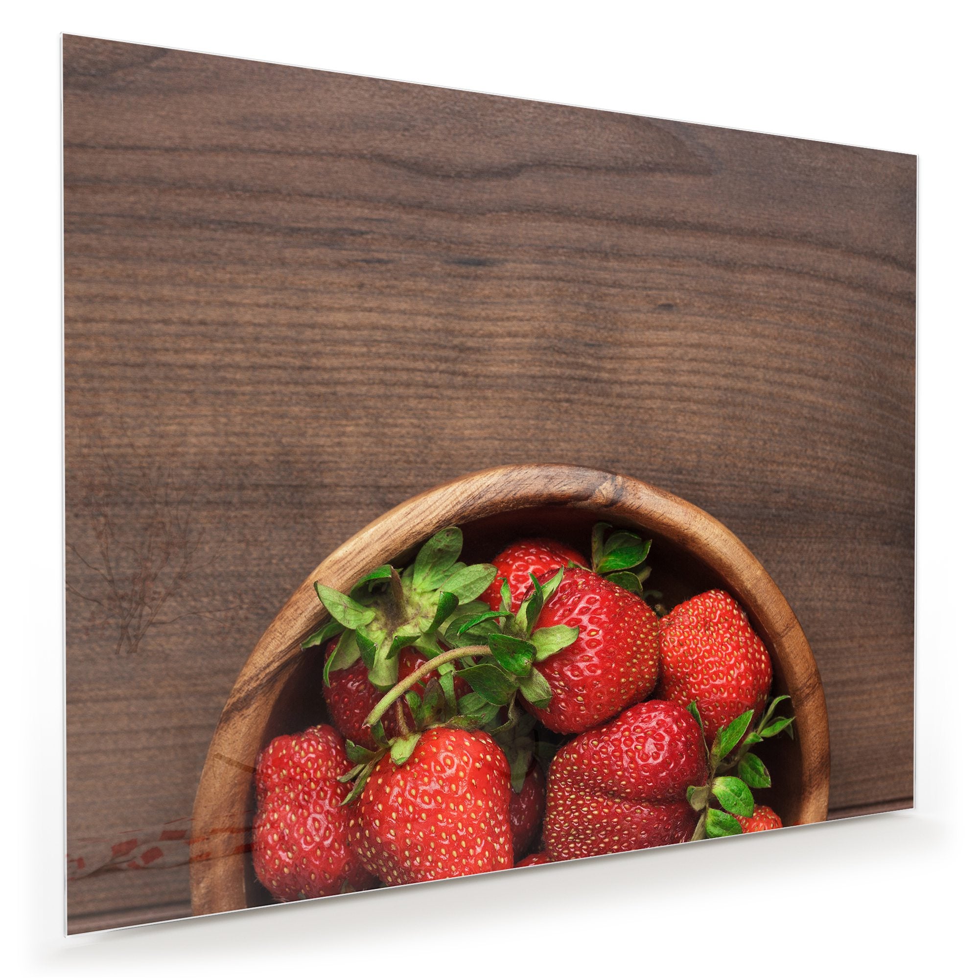 Wandbild - Erdbeeren in Holzschüssel