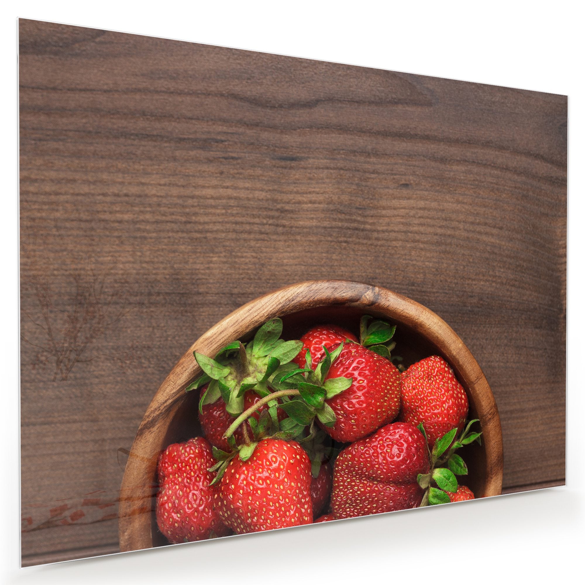 Wandbild - Erdbeeren in Holzschüssel