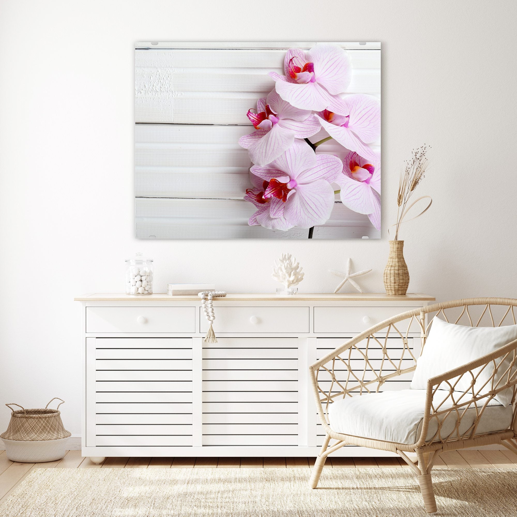 Wandbild - Orchidee auf Holzplatte