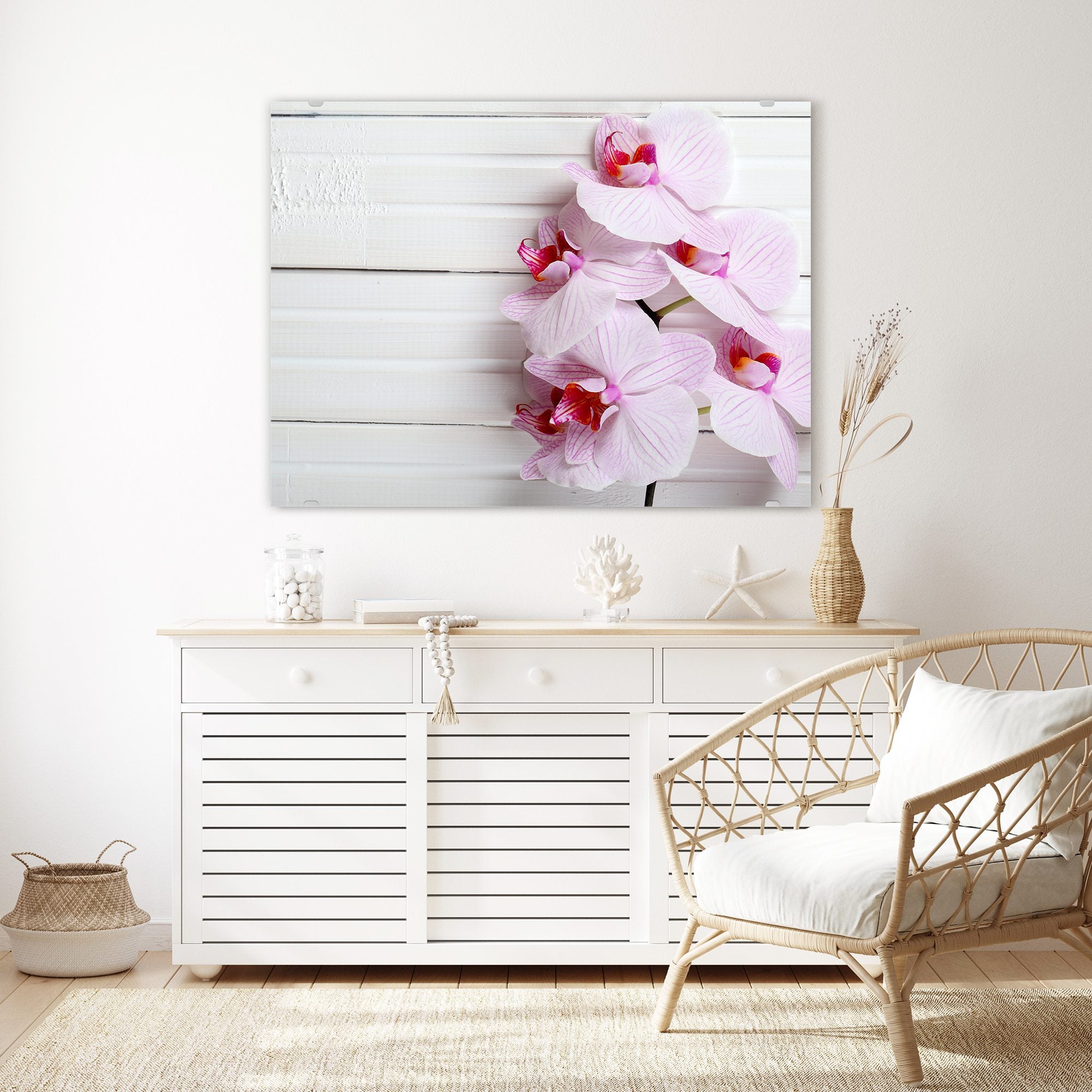 Wandbild - Orchidee auf Holzplatte