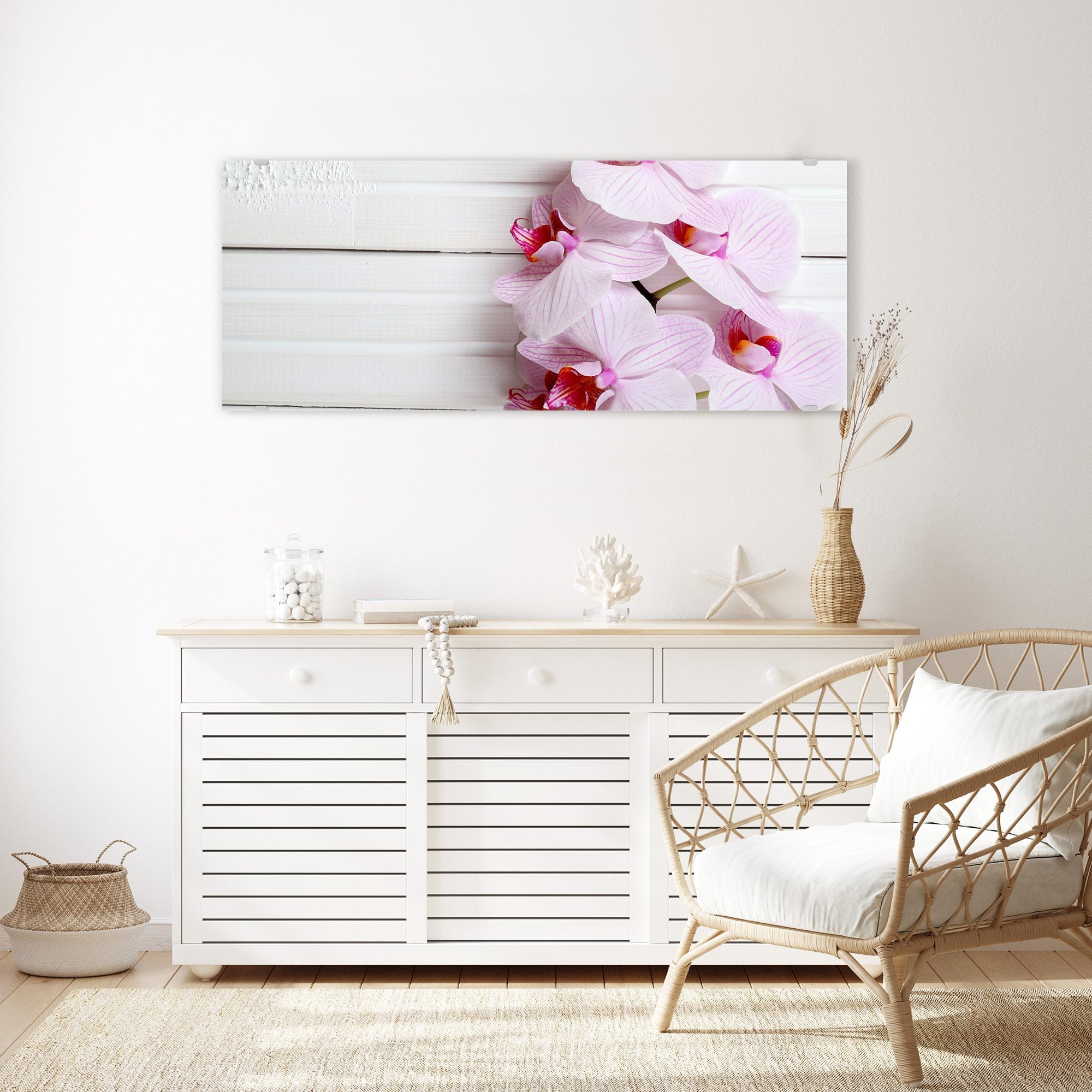 Wandbild - Orchidee auf Holzplatte