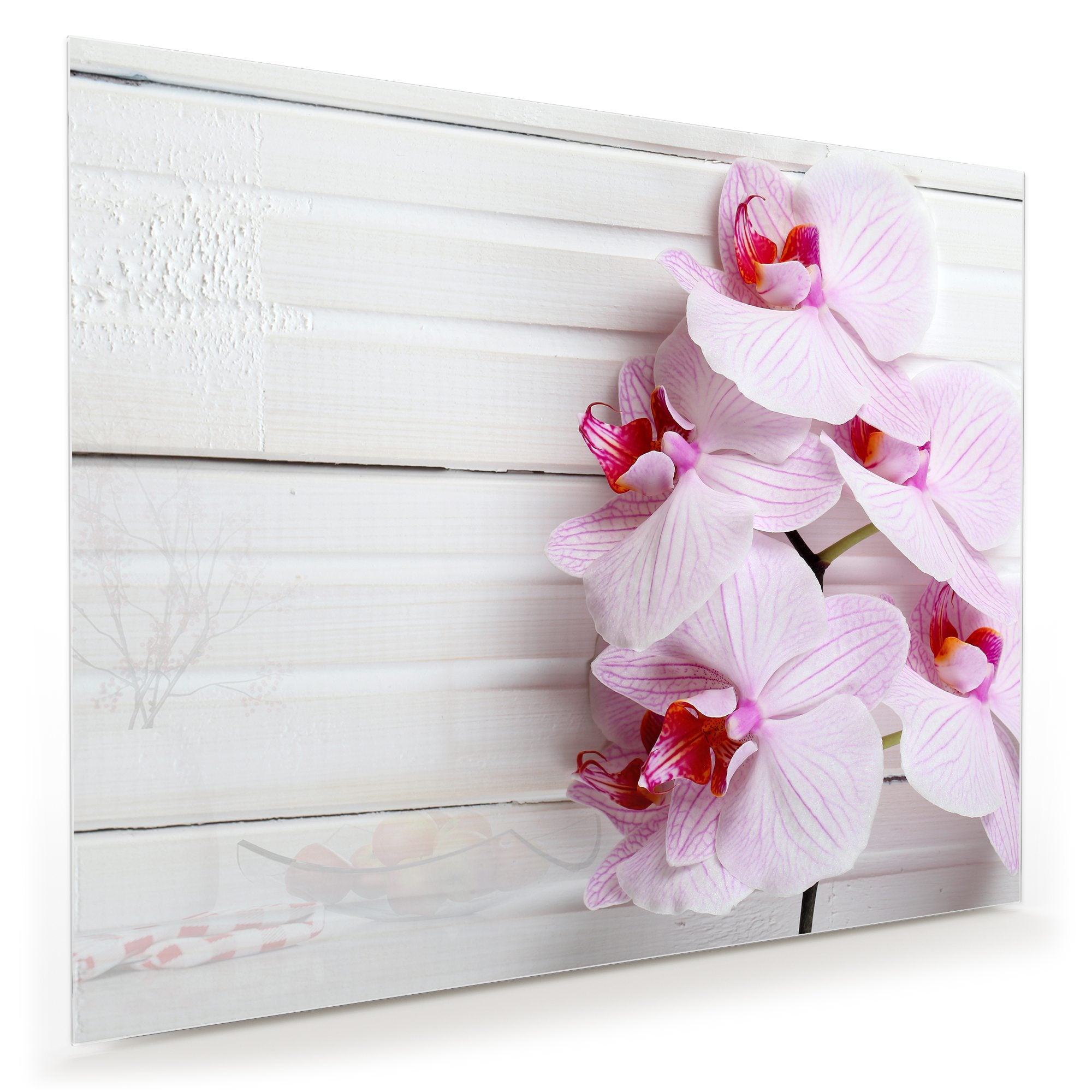 Wandbild - Orchidee auf Holzplatte