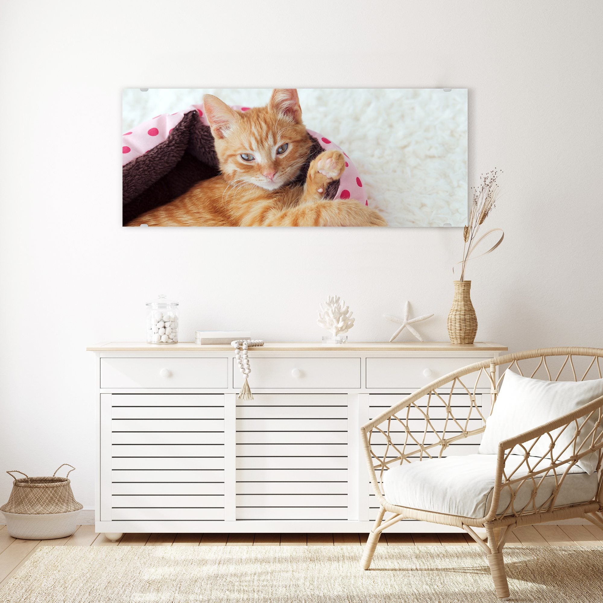 Wandbild - Katze im Körbchen