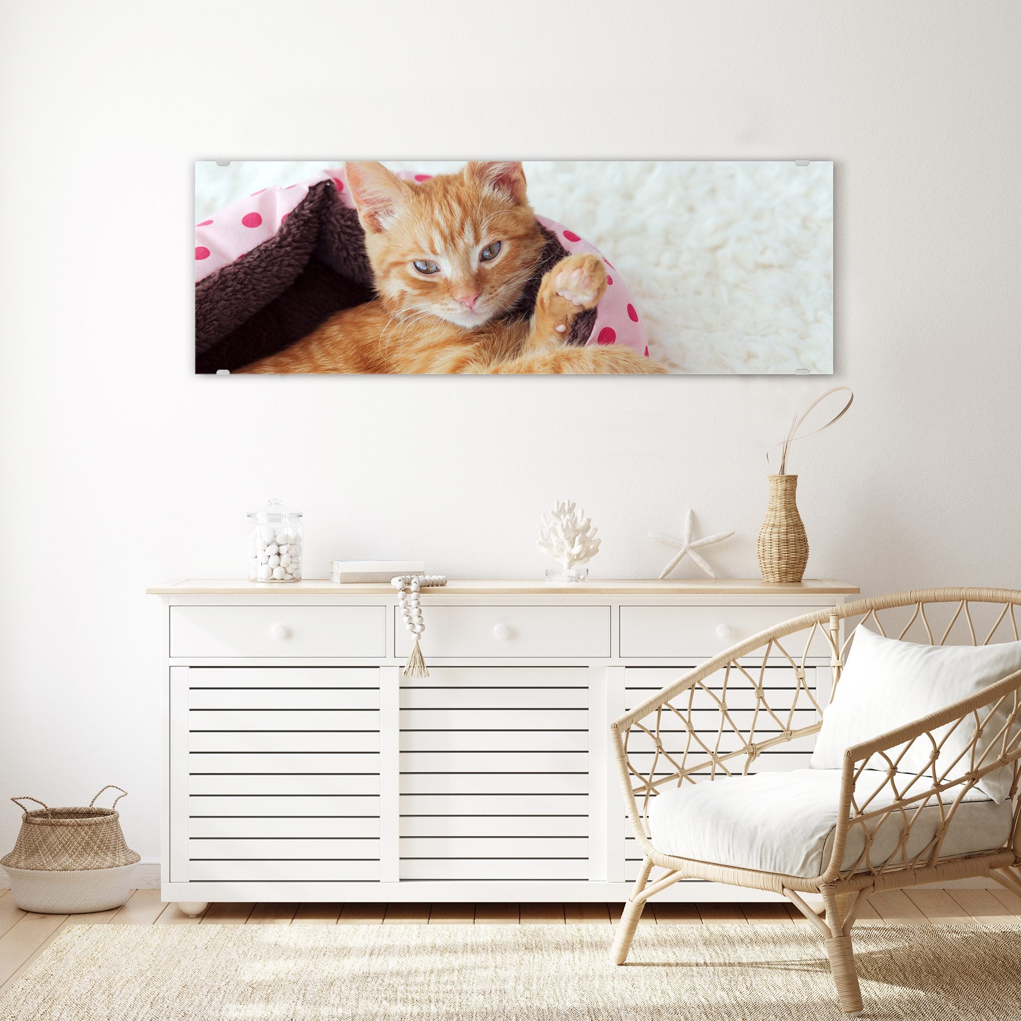 Wandbild - Katze im Körbchen