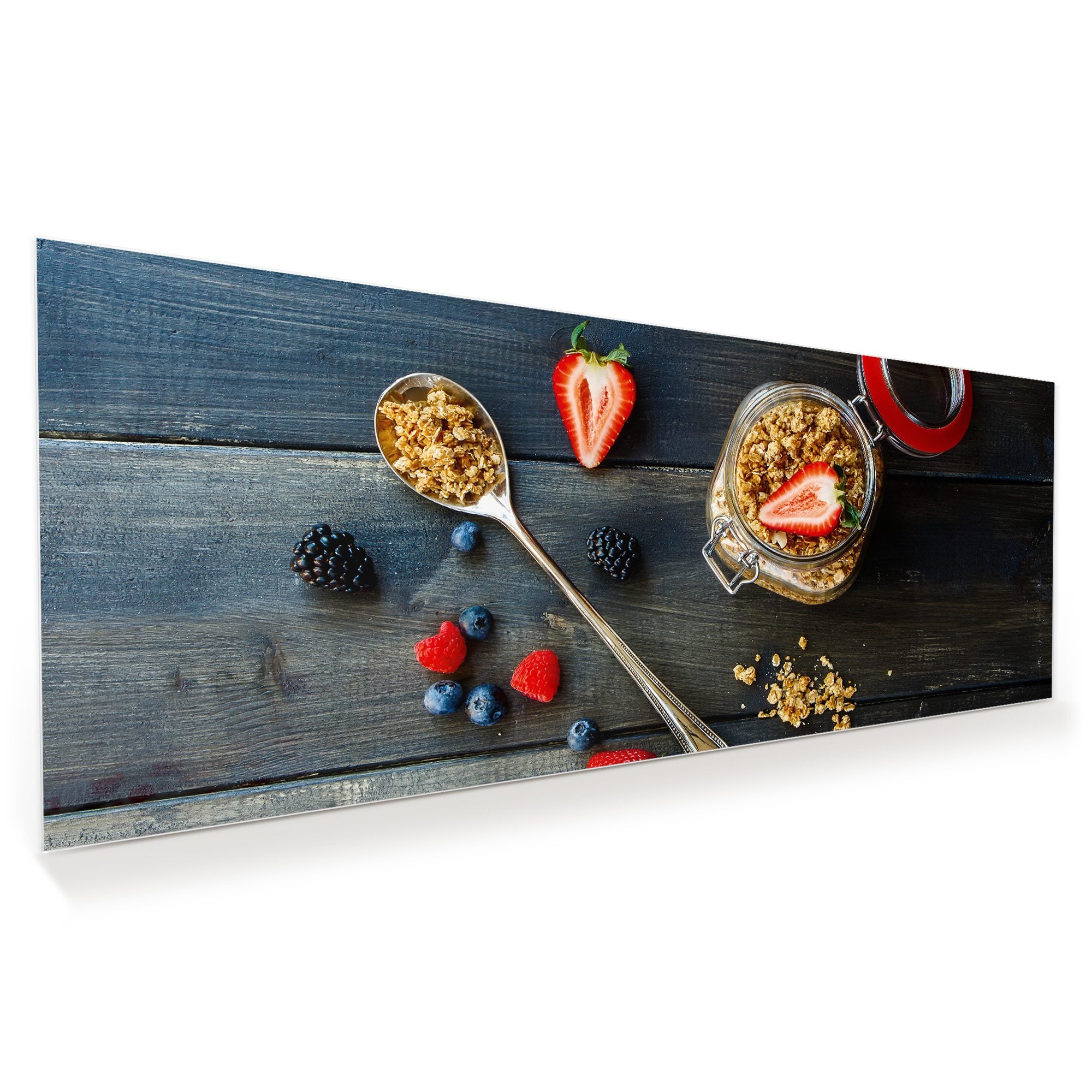 Wandbild - Granola und Erdbeeren