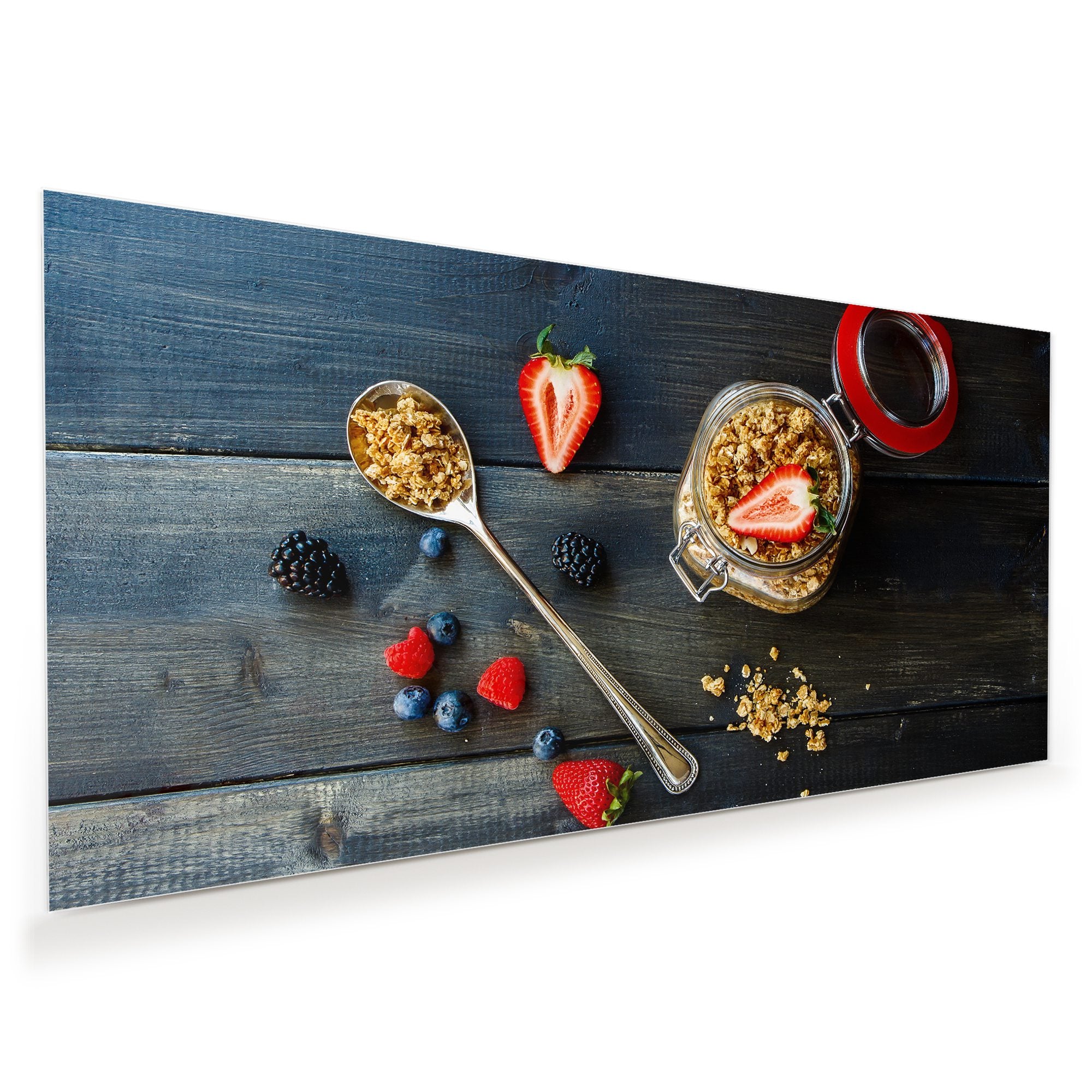 Wandbild - Granola und Erdbeeren