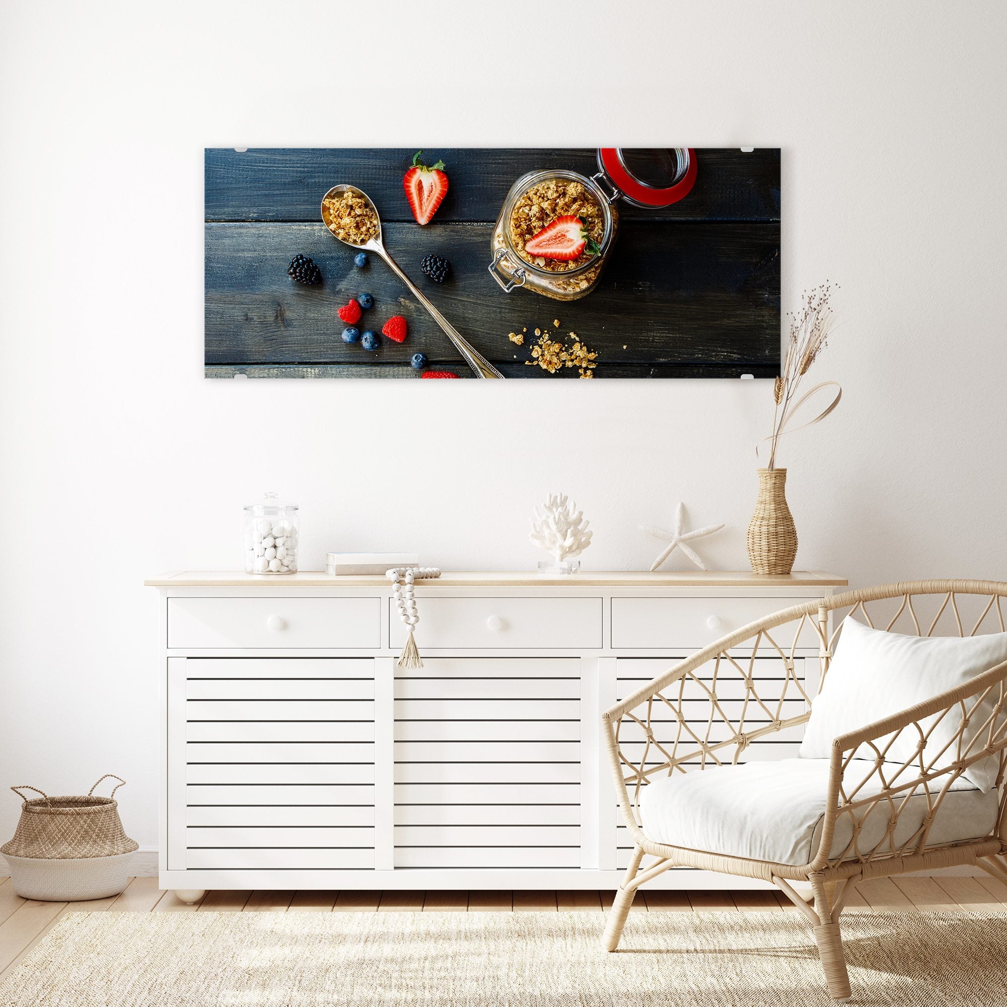 Wandbild - Granola und Erdbeeren