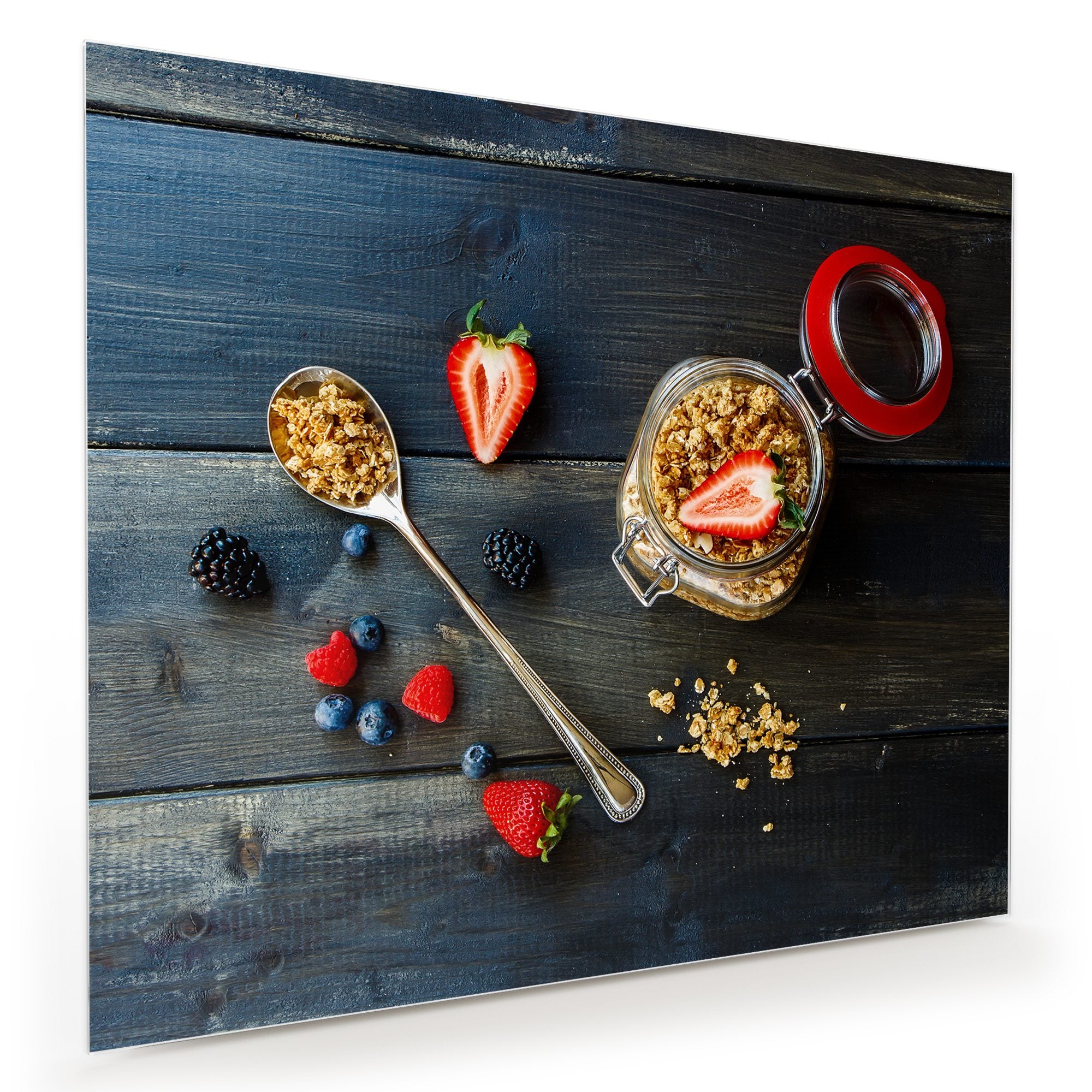 Wandbild - Granola und Erdbeeren