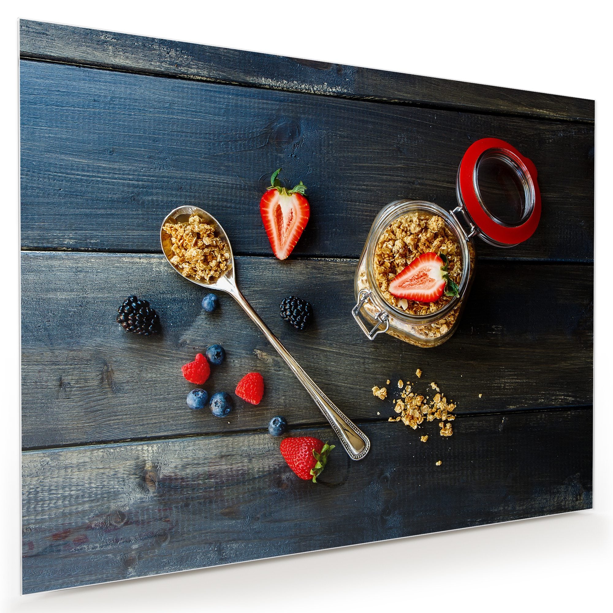 Wandbild - Granola und Erdbeeren