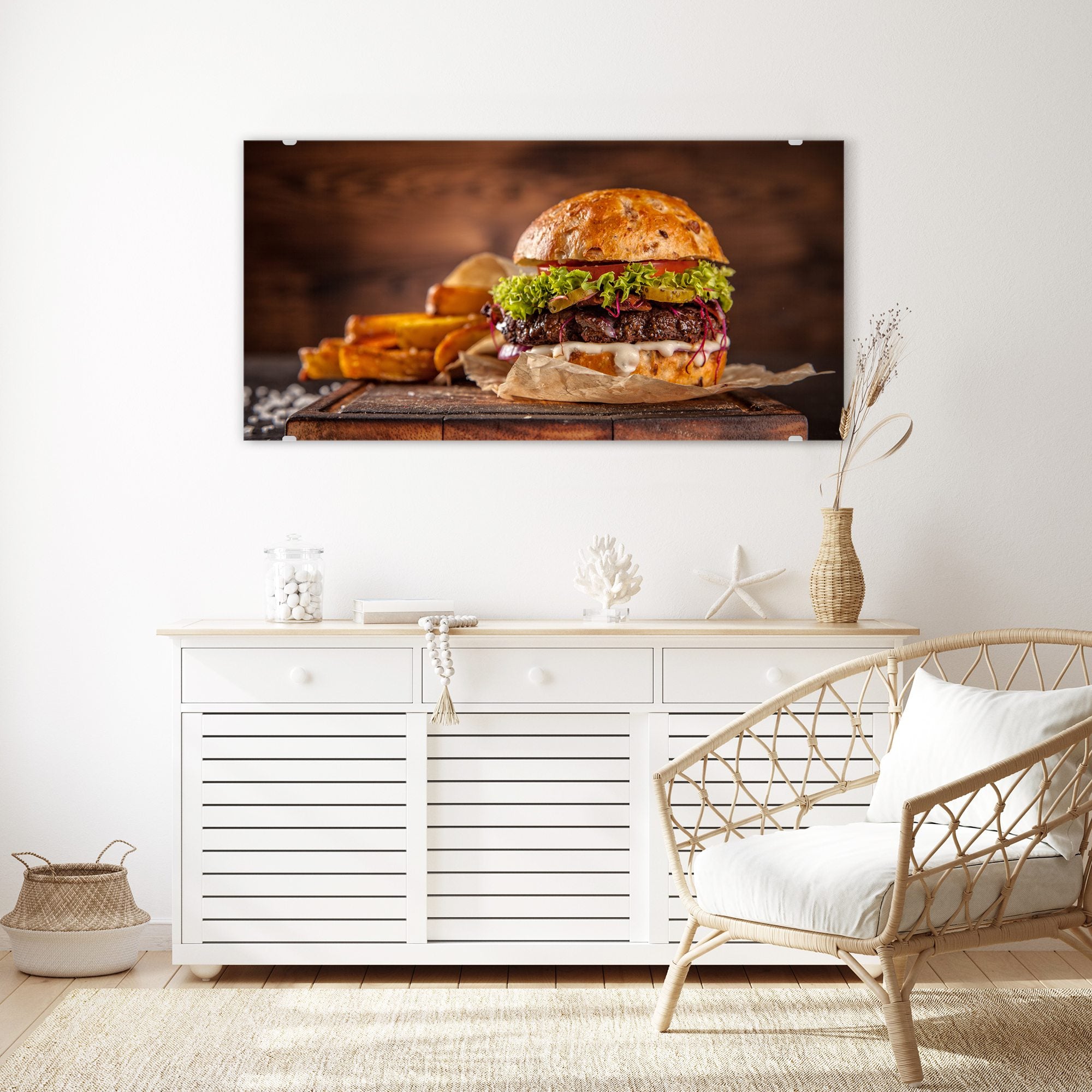 Wandbild - Burger und Kartoffelschnitze