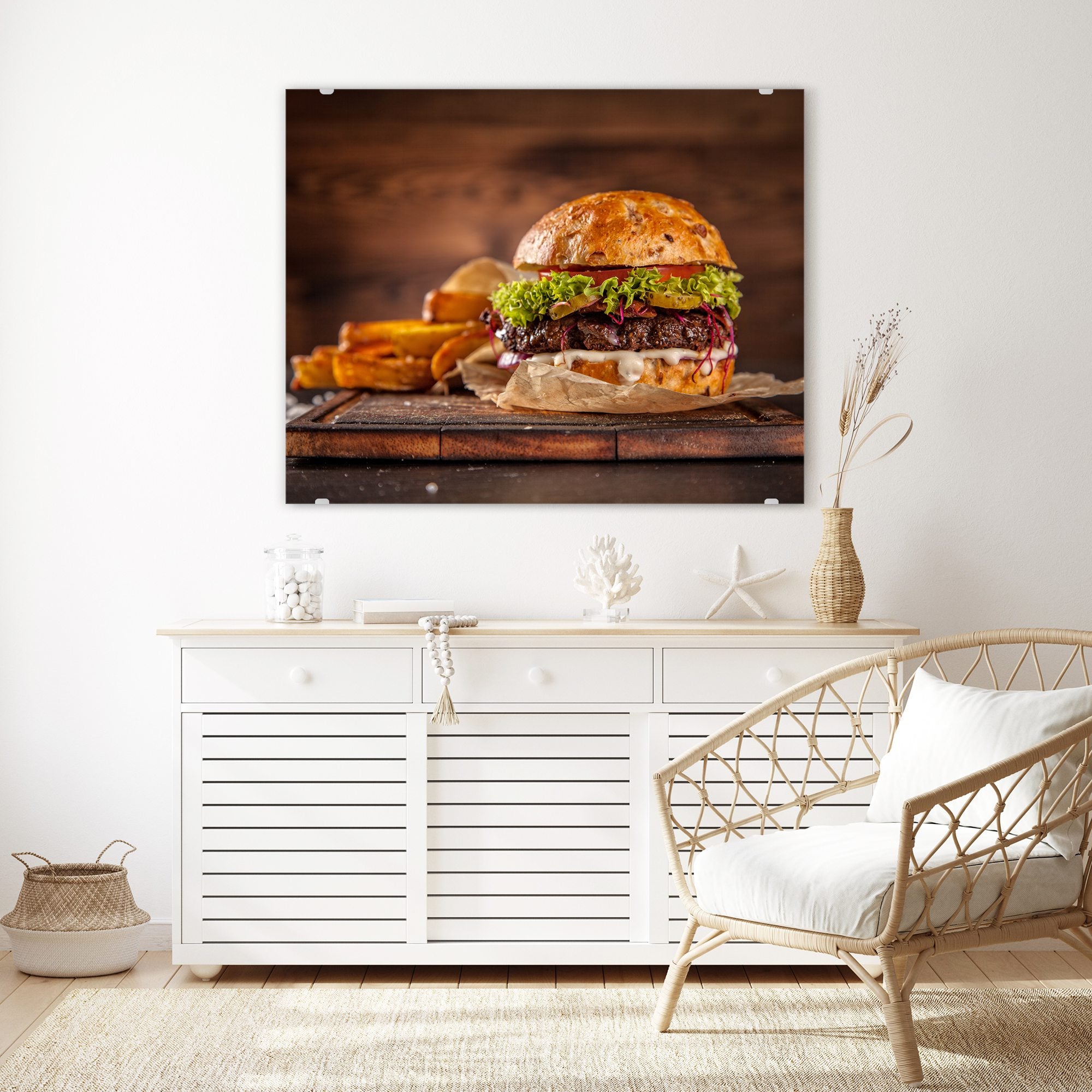 Wandbild - Burger und Kartoffelschnitze