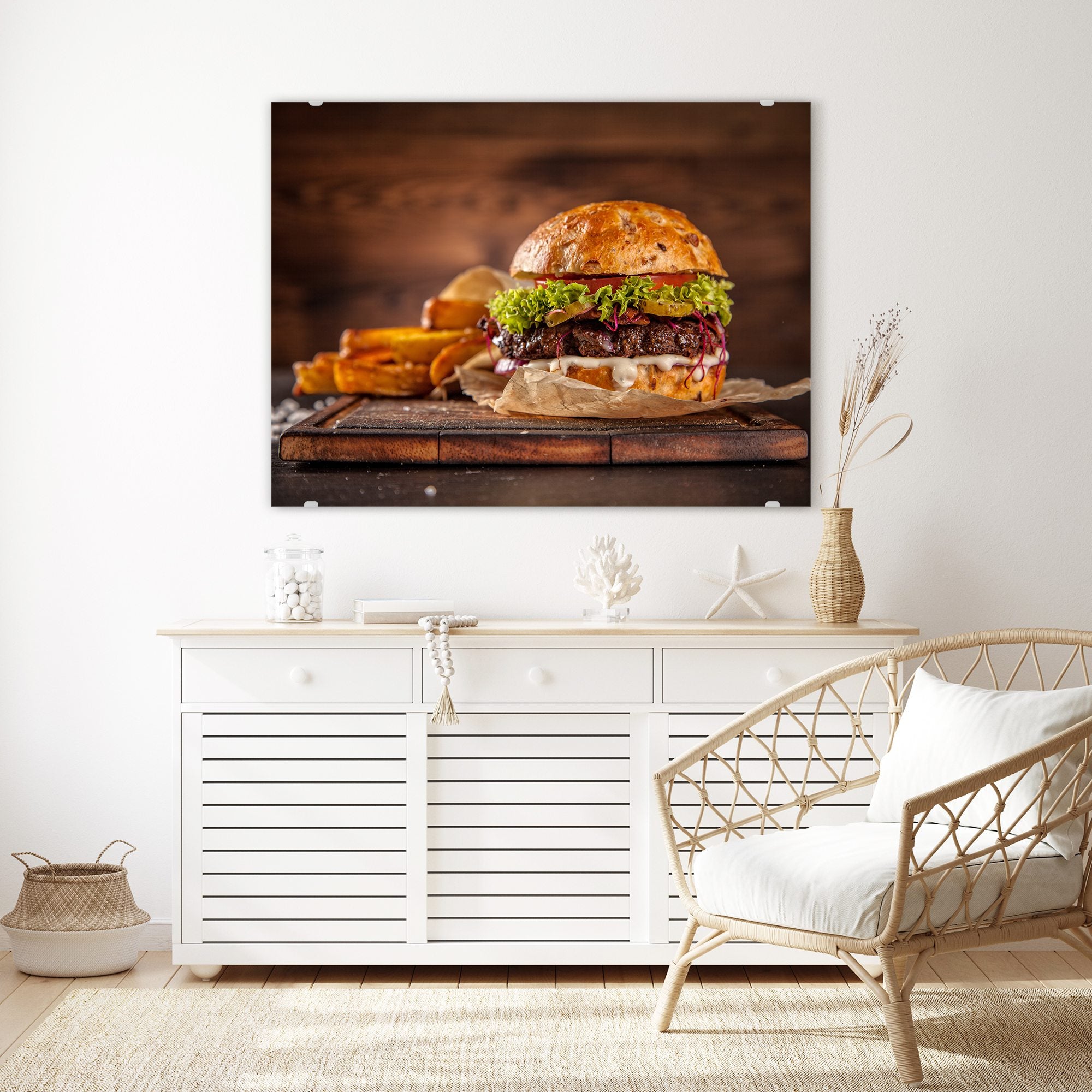 Wandbild - Burger und Kartoffelschnitze