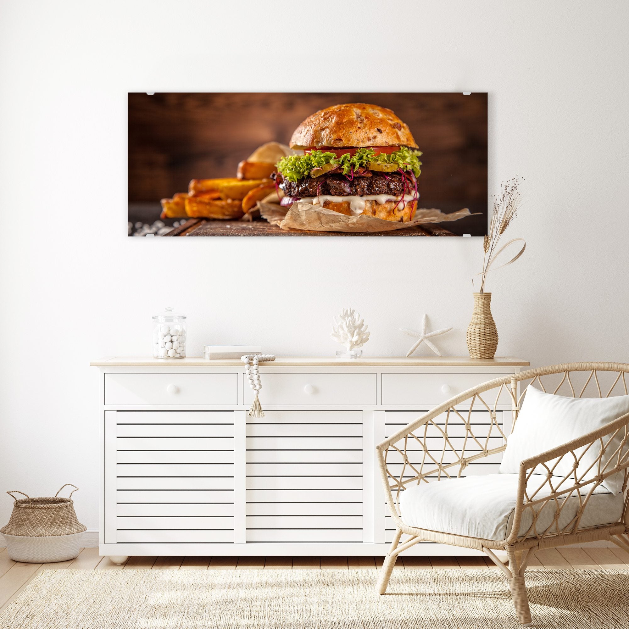 Wandbild - Burger und Kartoffelschnitze