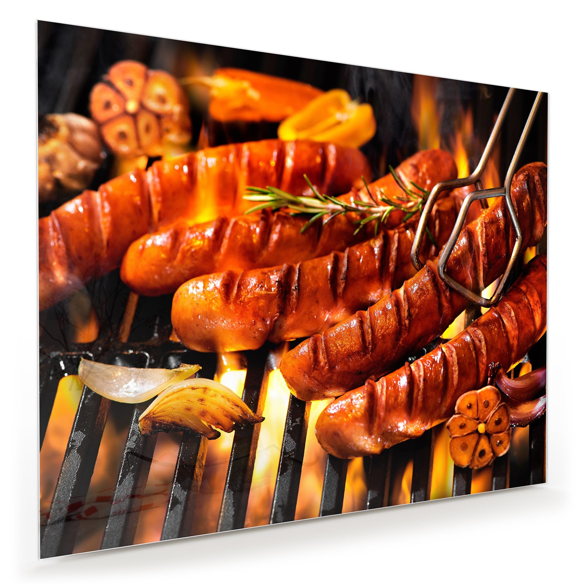 Wandbild - Würstchen auf Grill