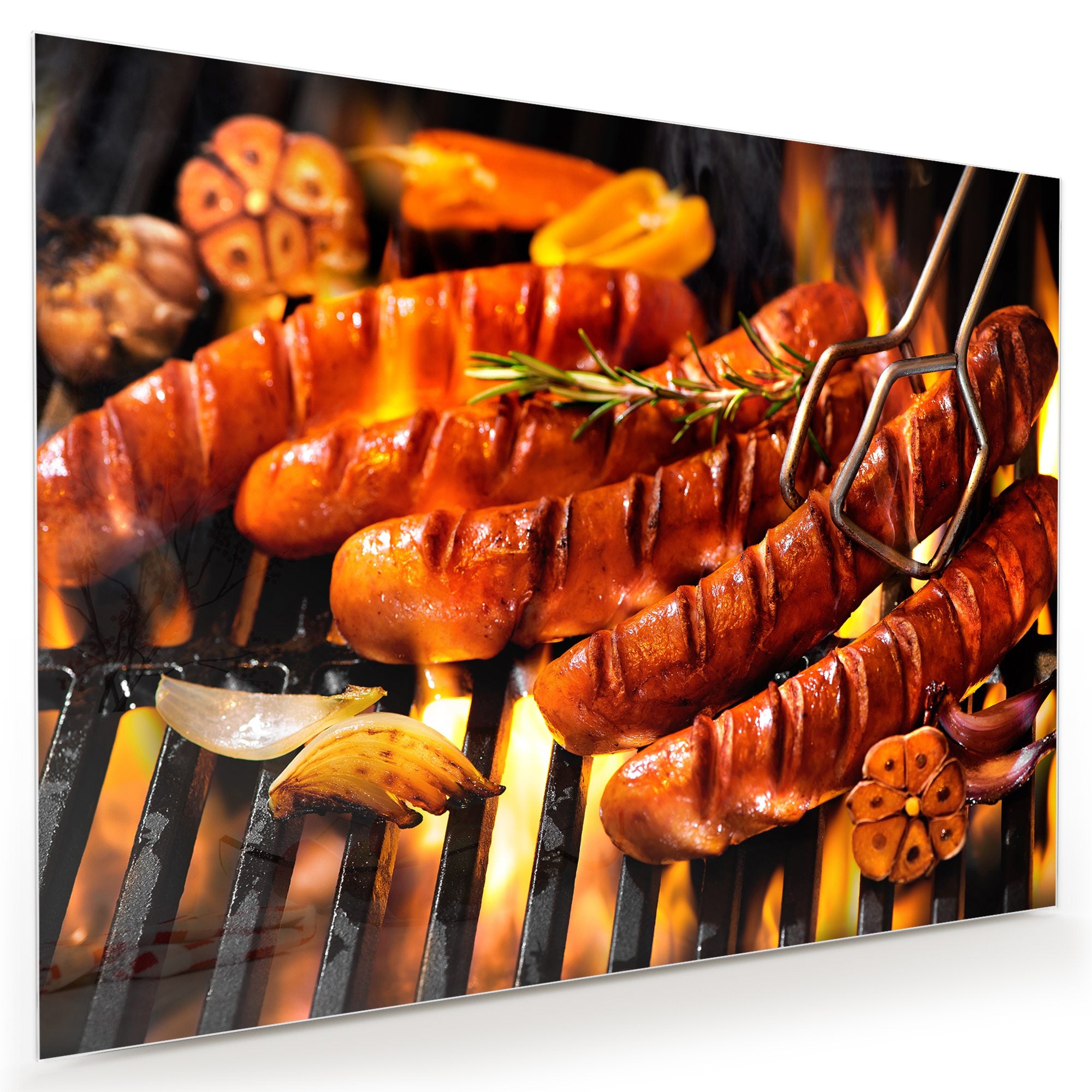 Wandbild - Würstchen auf Grill