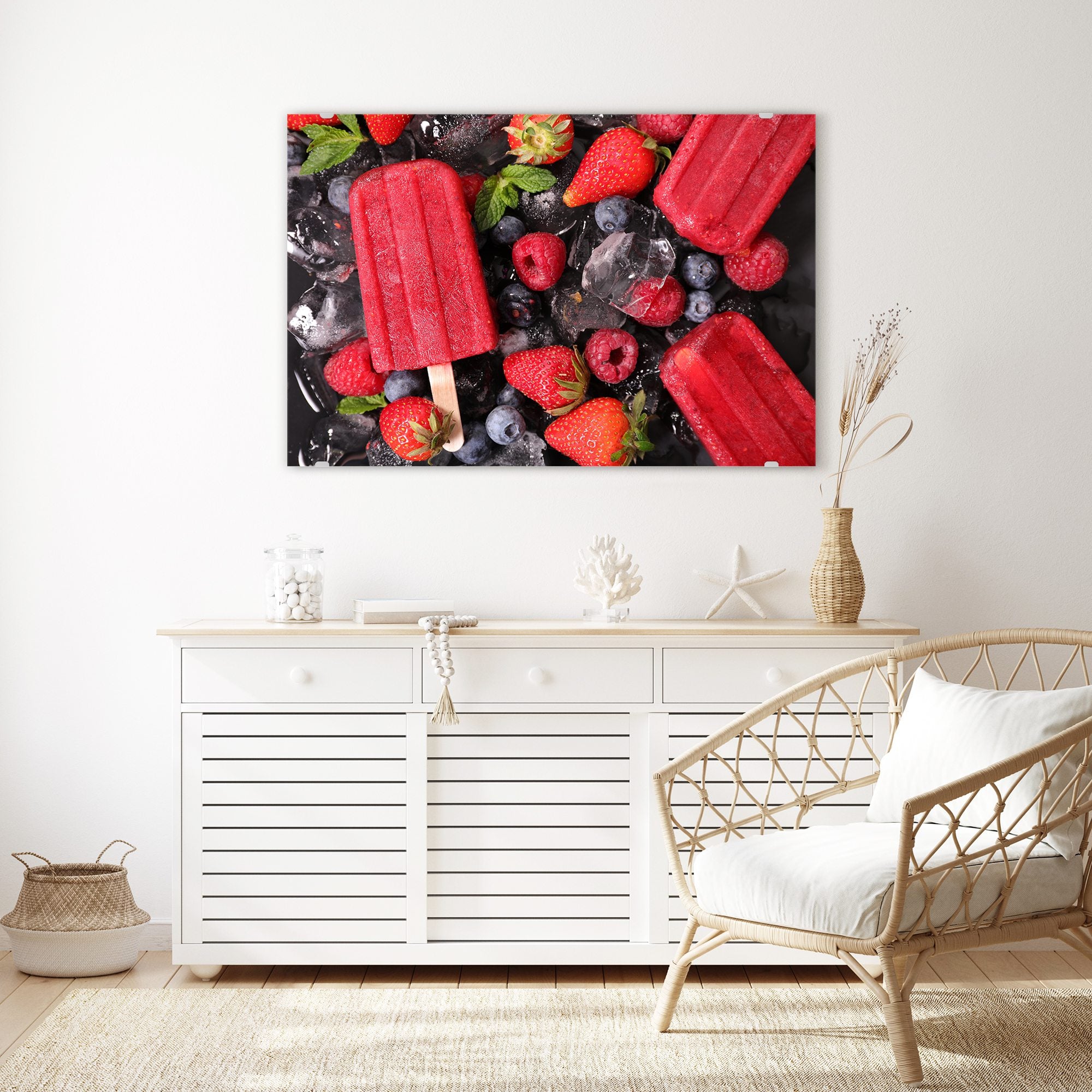 Wandbild - Fruchtiges Eis Erdbeere