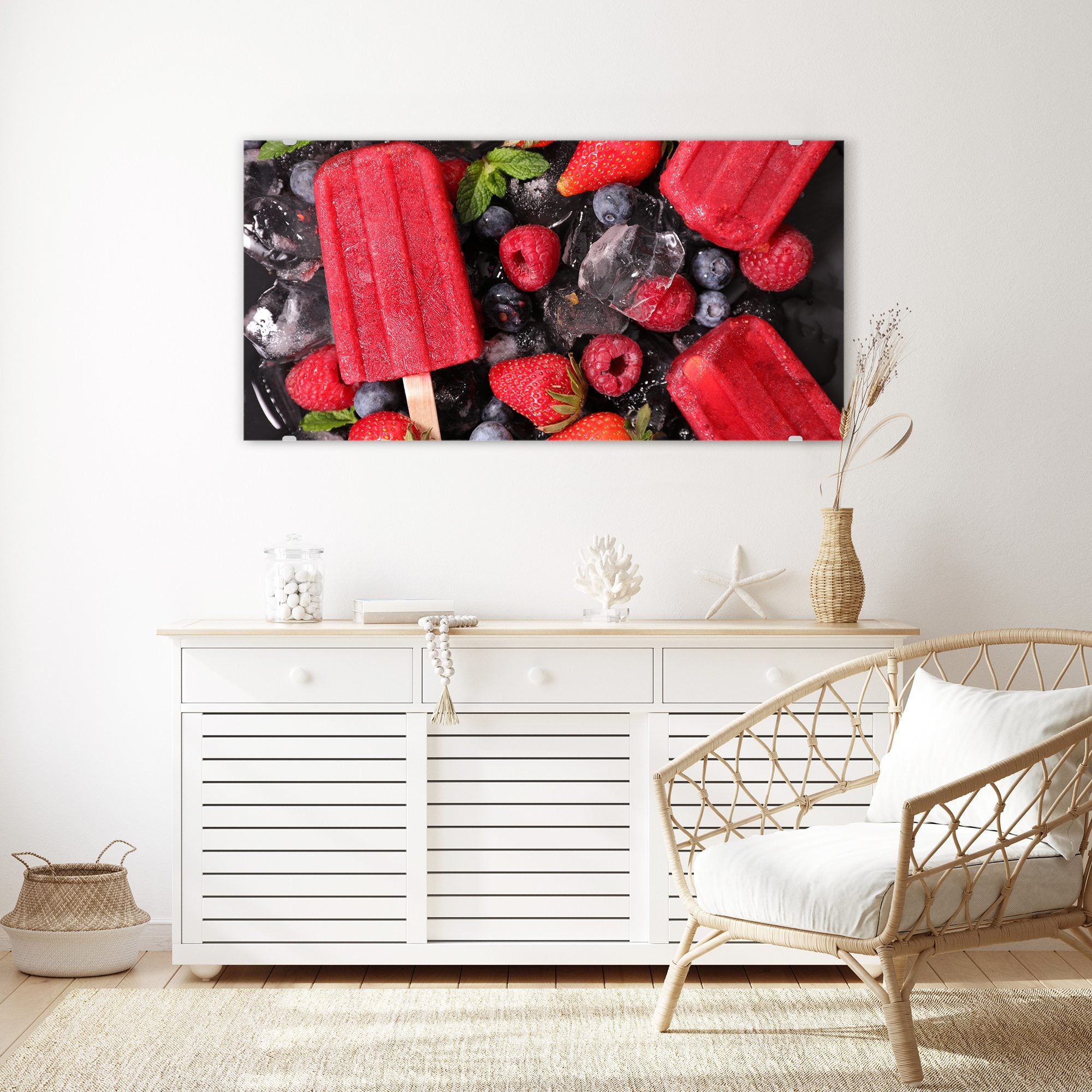 Wandbild - Fruchtiges Eis Erdbeere