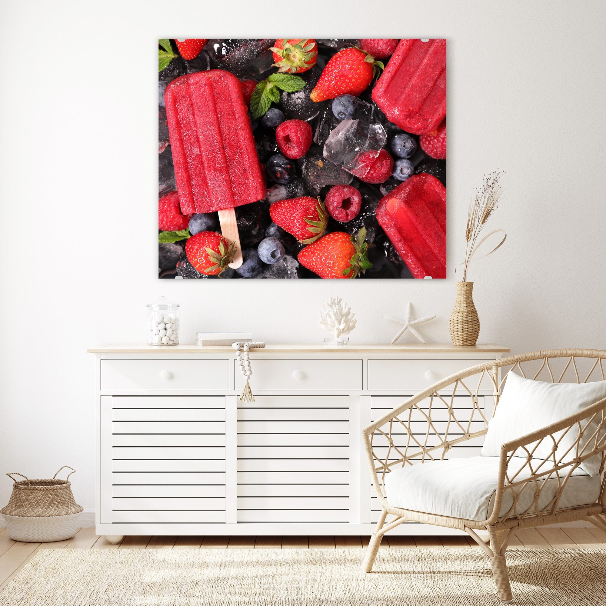 Wandbild - Fruchtiges Eis Erdbeere