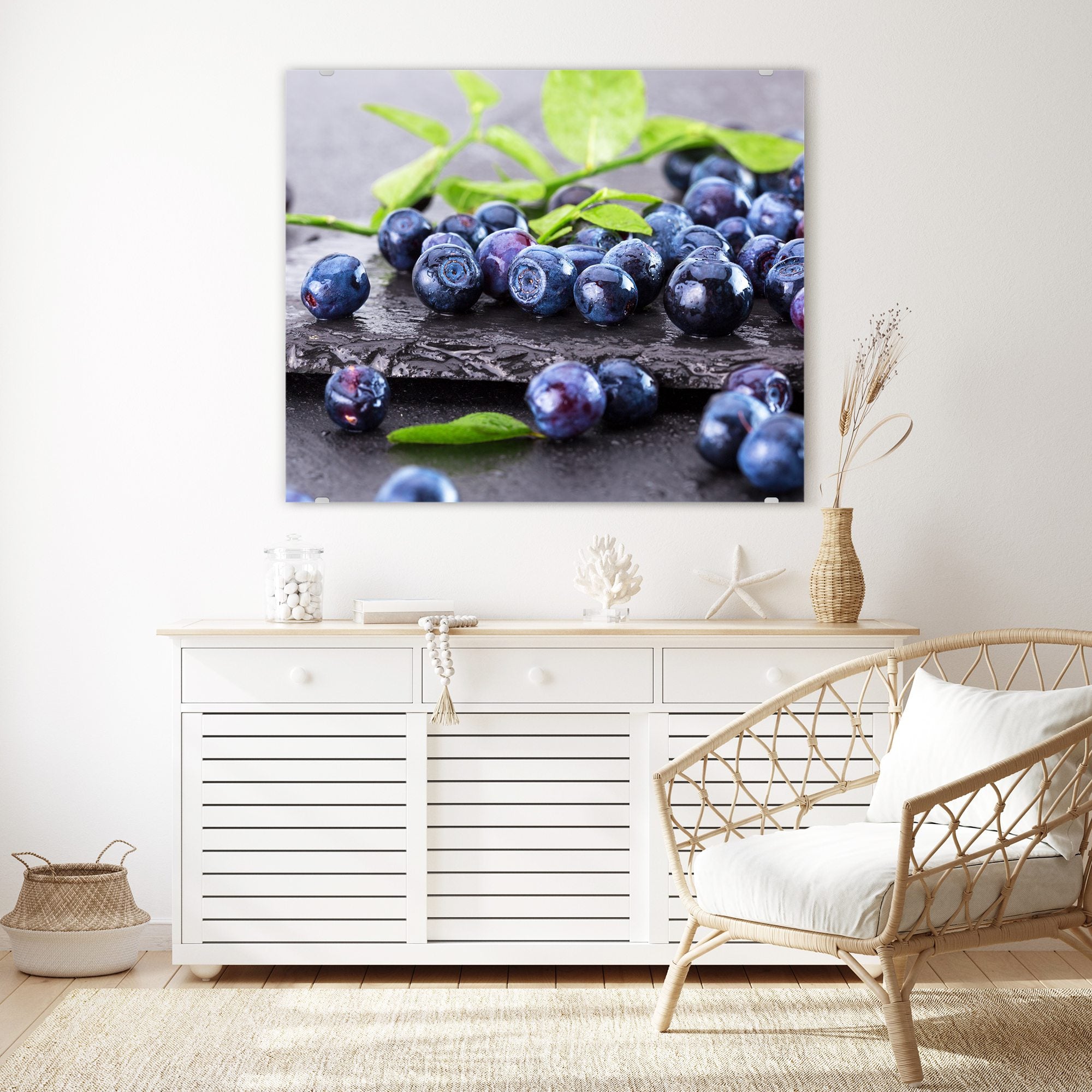 Wandbild - Heidelbeeren auf Schiefer