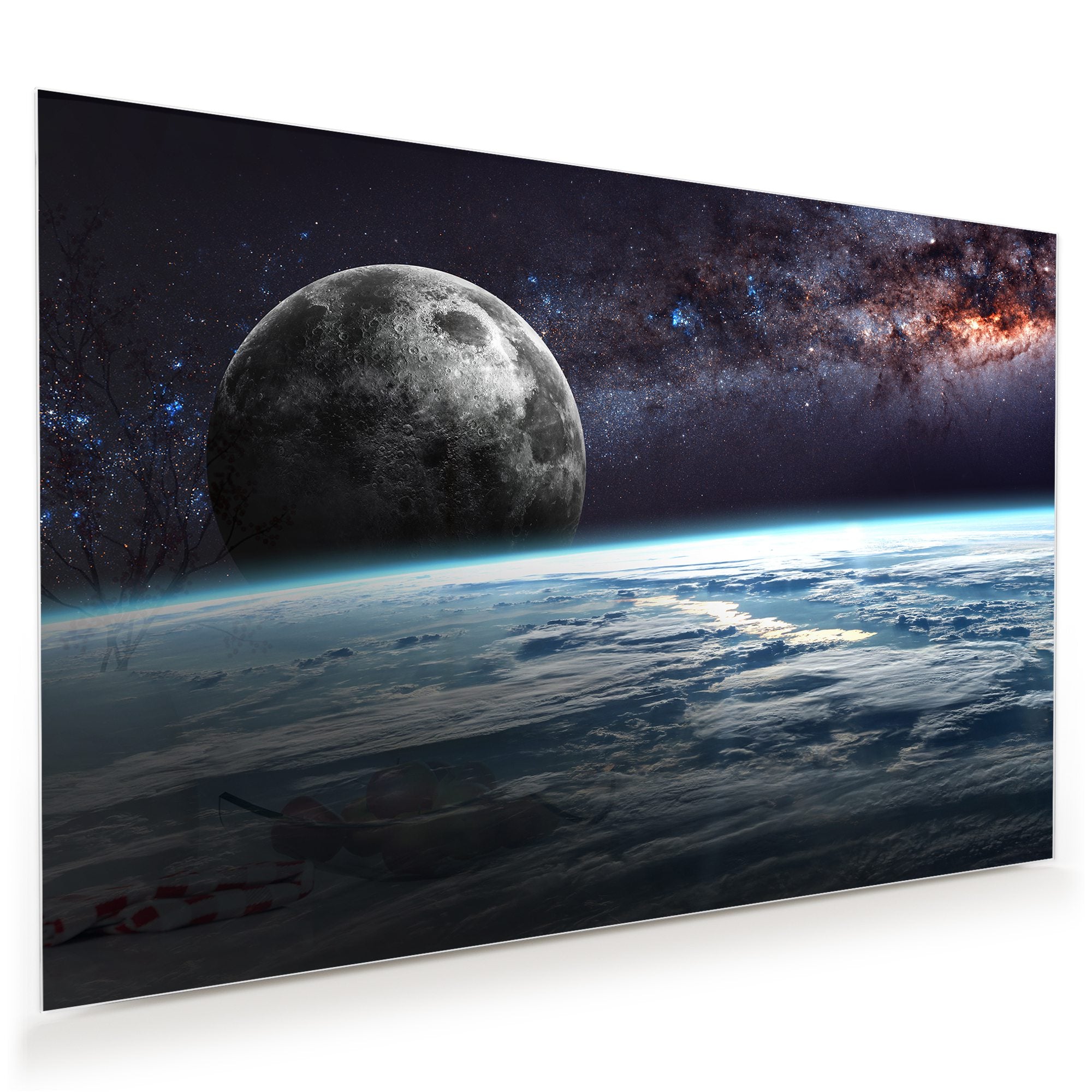 Wandbild - Erde Mond und Sterne