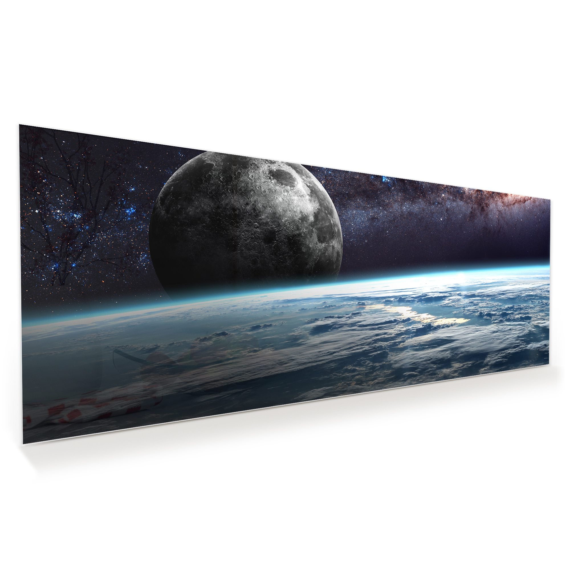 Wandbild - Erde Mond und Sterne