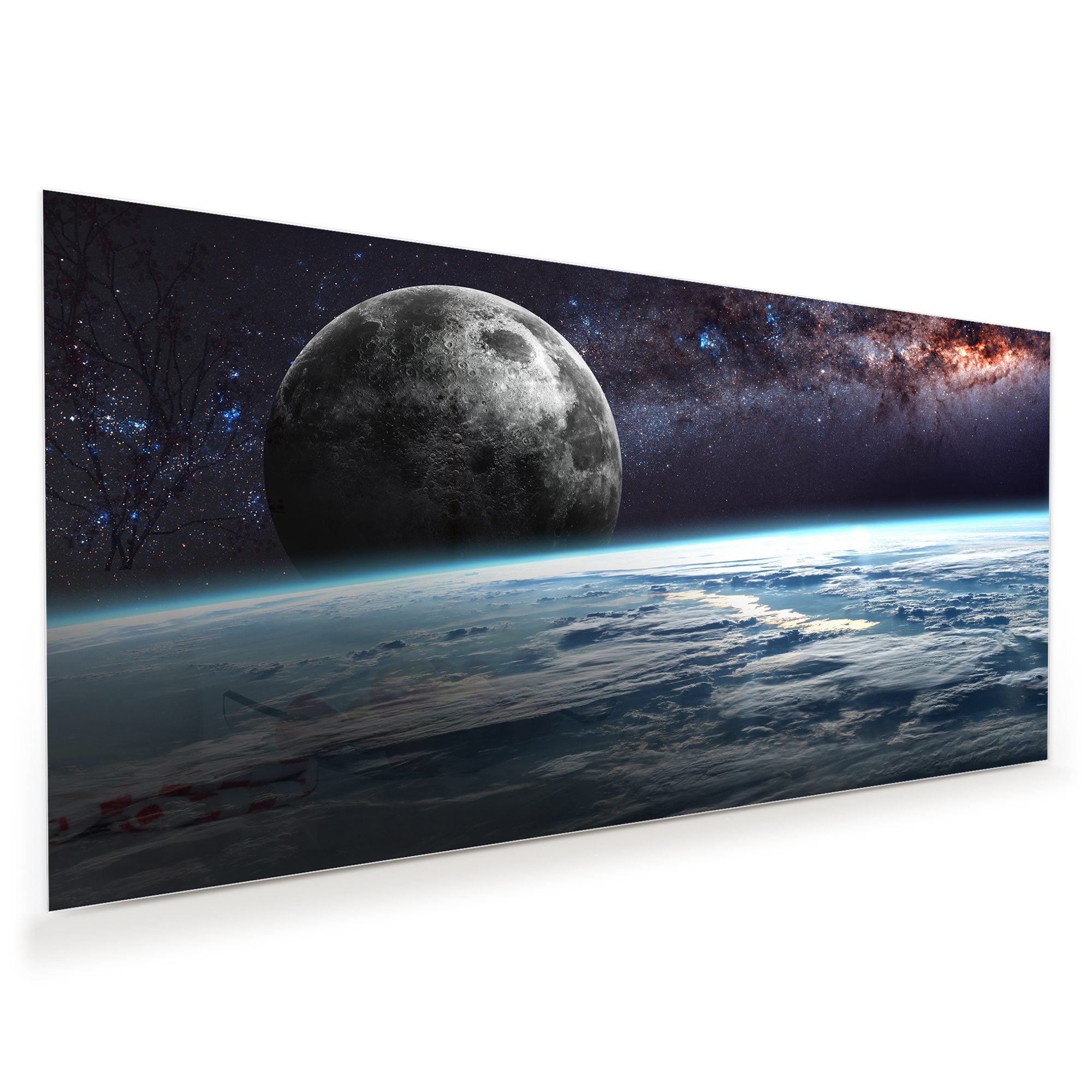 Wandbild - Erde Mond und Sterne