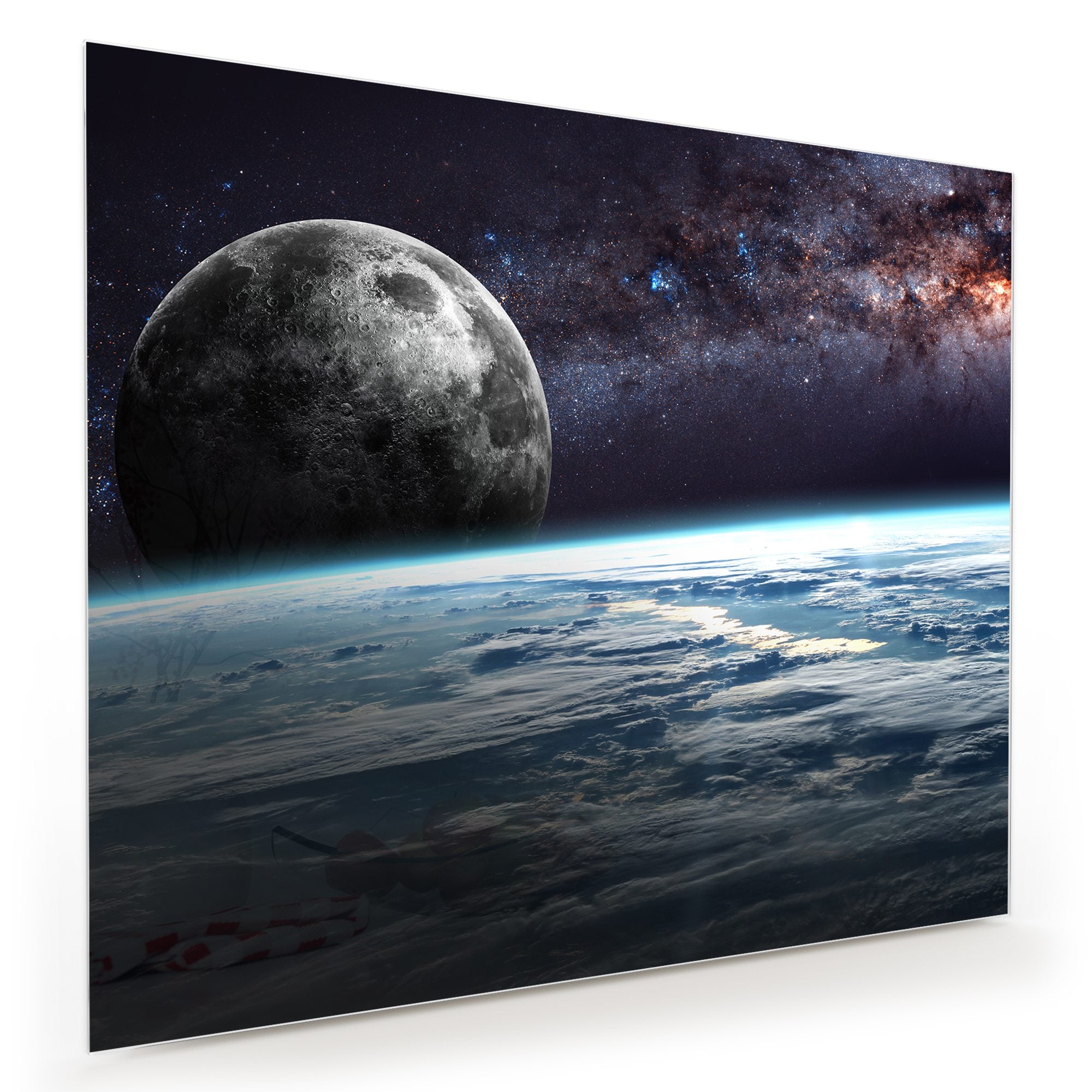 Wandbild - Erde Mond und Sterne