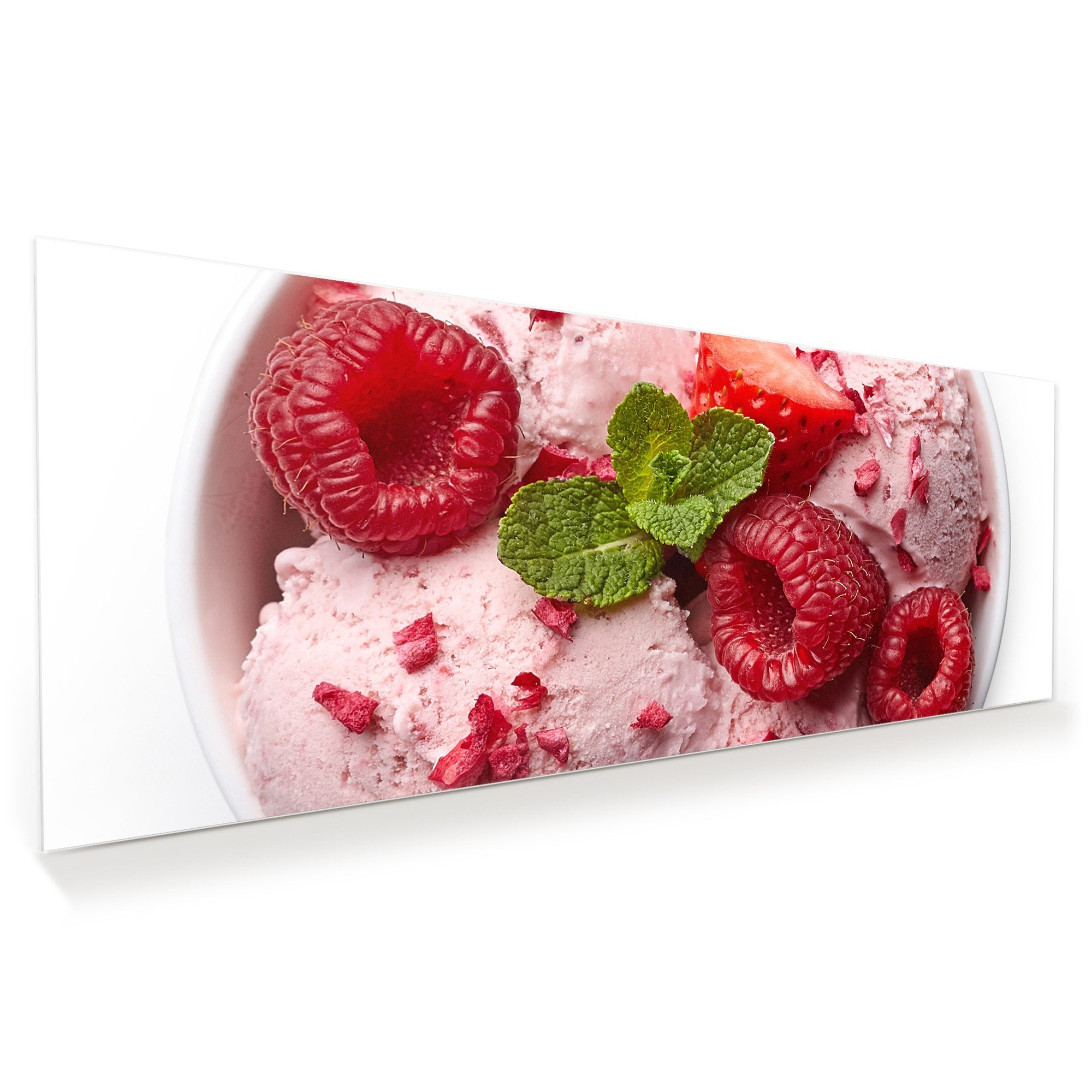 Wandbild - Himbeeren und Eis