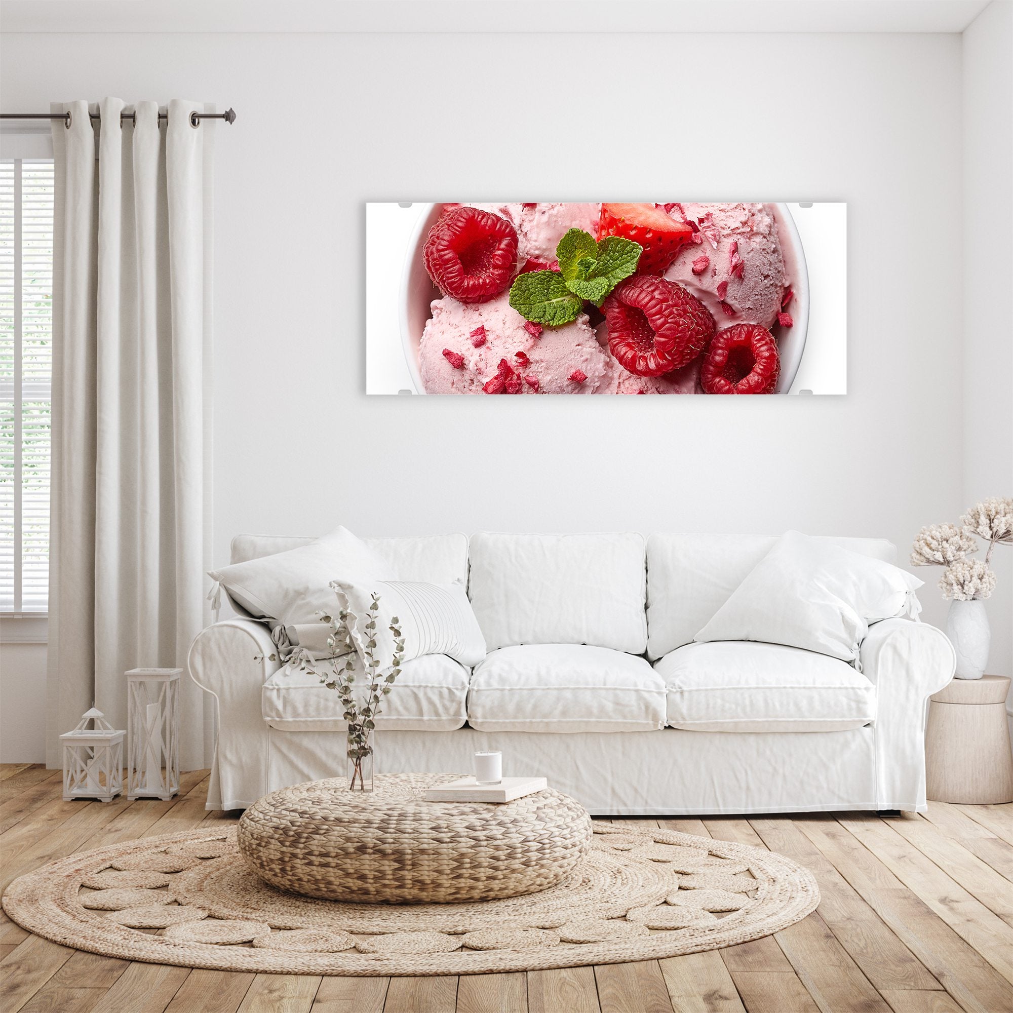 Wandbild - Himbeeren und Eis