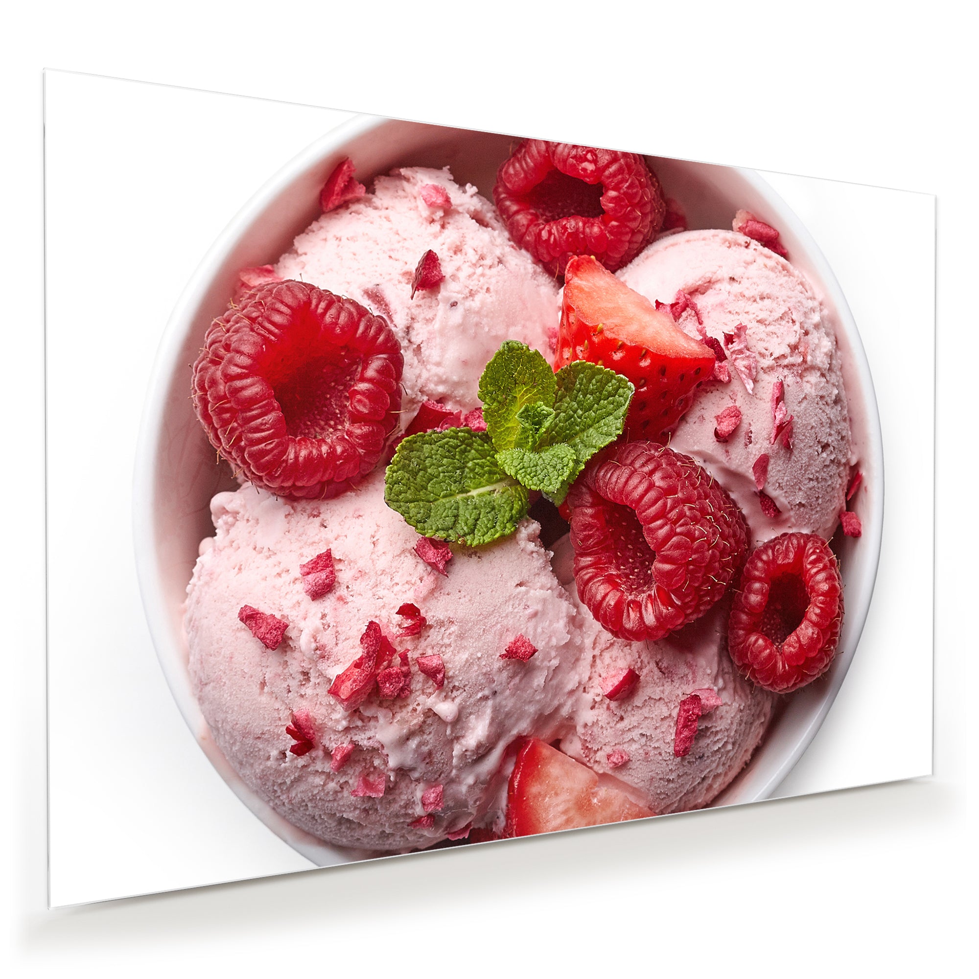 Wandbild - Himbeeren und Eis