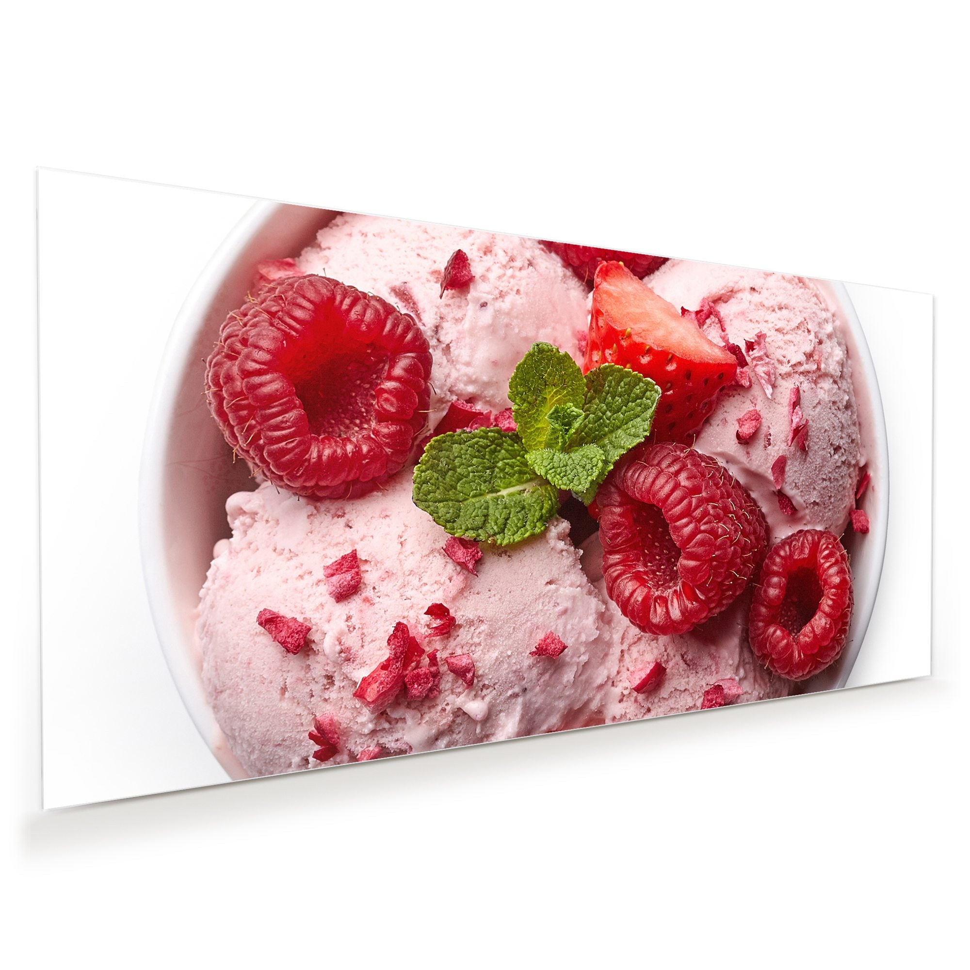 Wandbild - Himbeeren und Eis