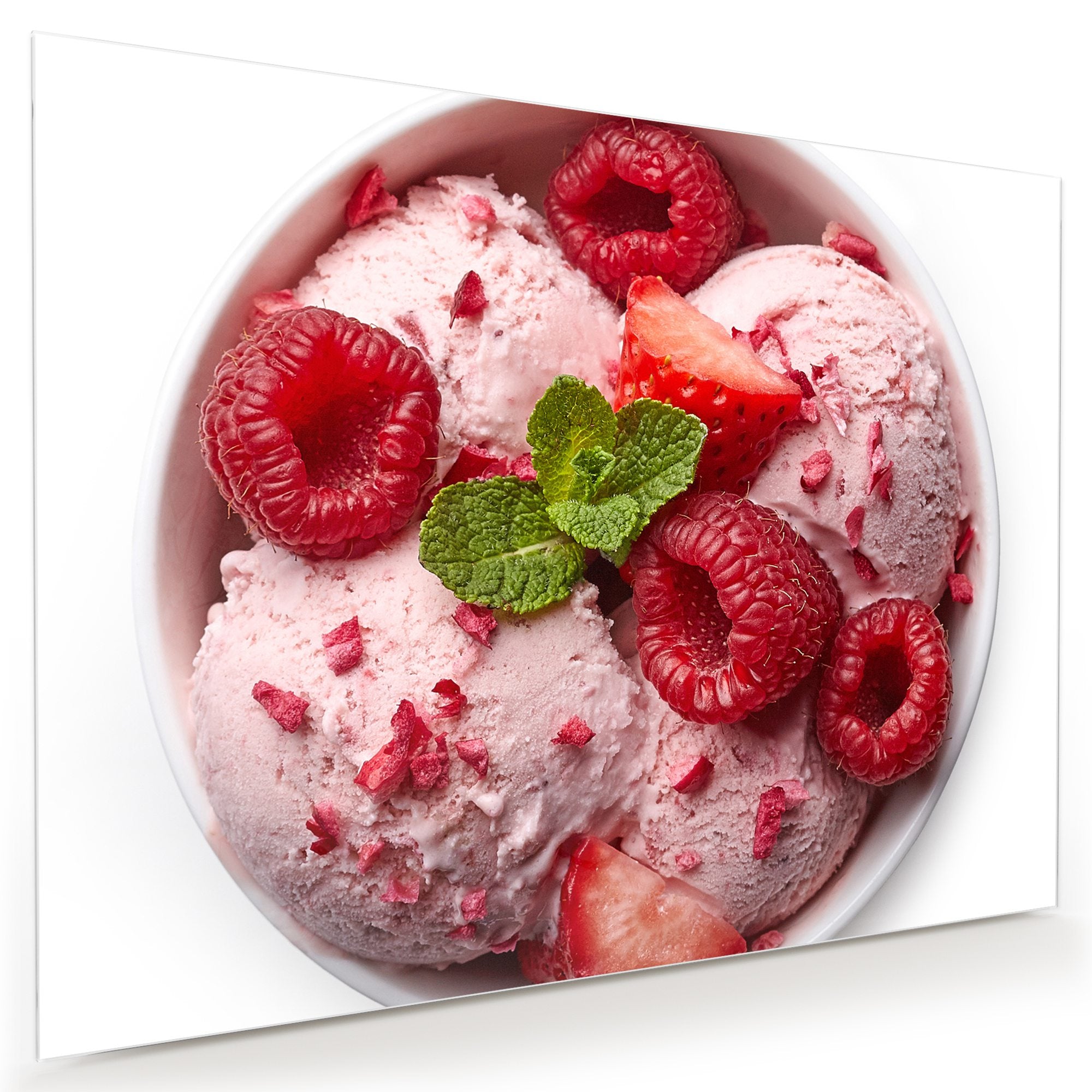 Wandbild - Himbeeren und Eis