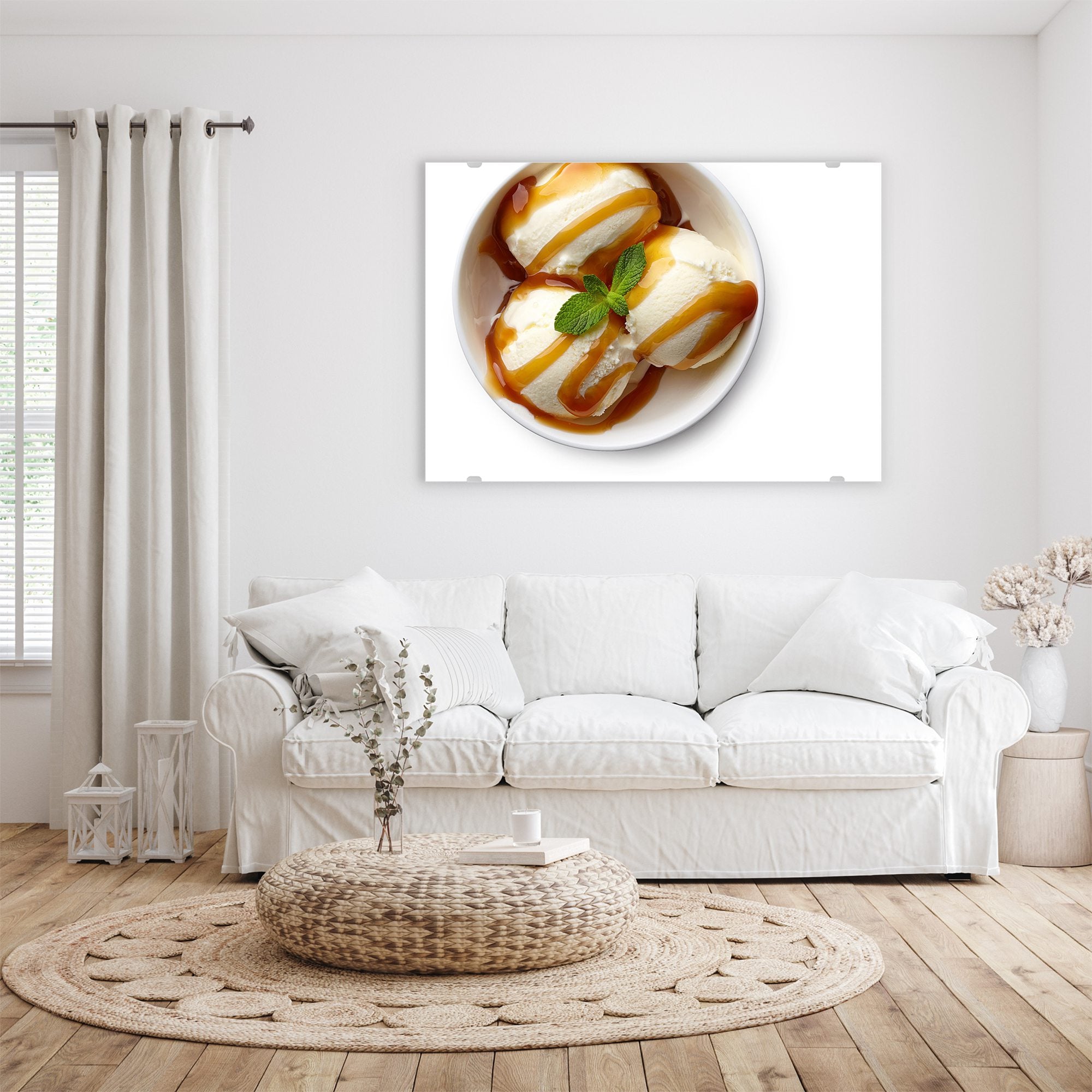 Wandbild - Eis in Schale mit Sauce