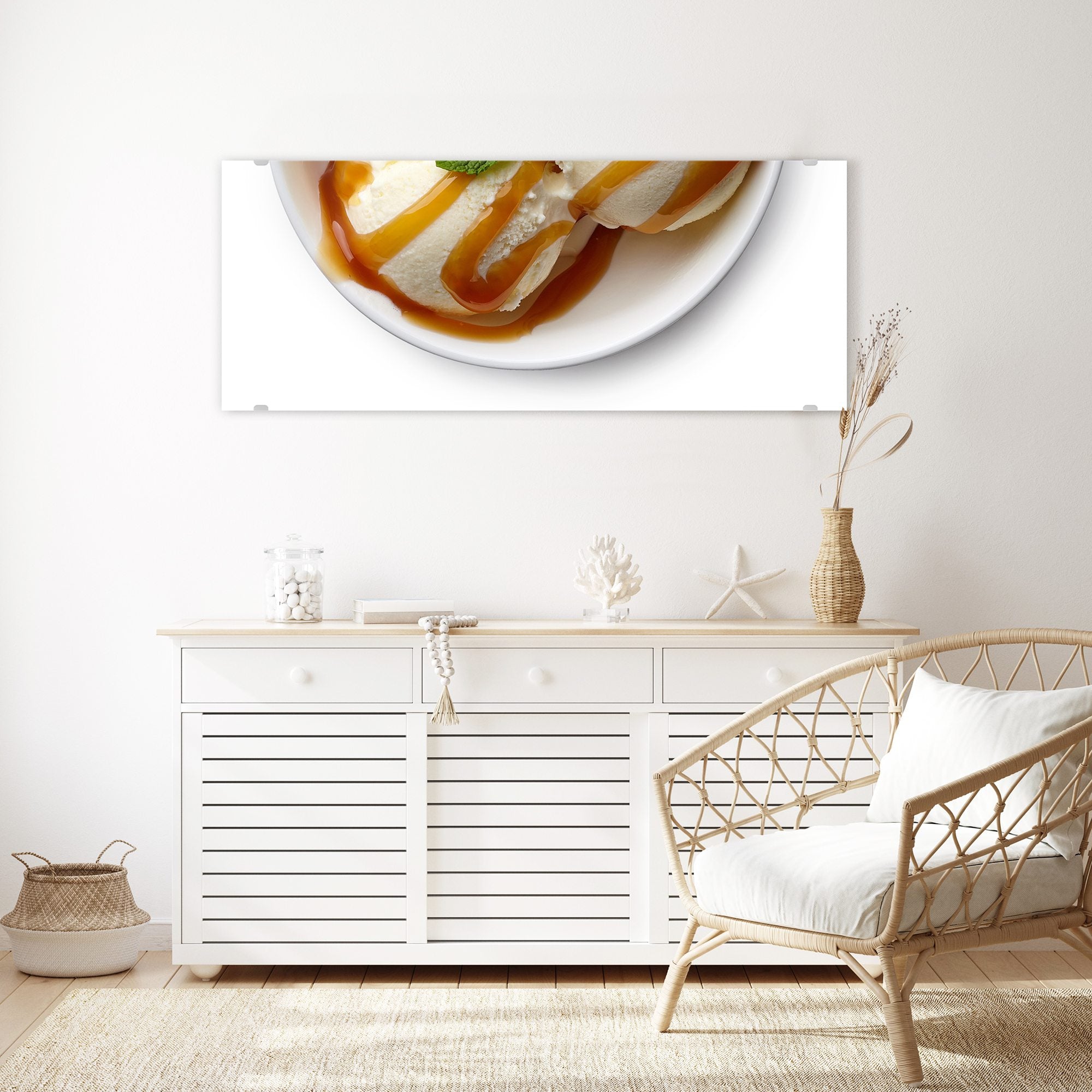 Wandbild - Eis in Schale mit Sauce