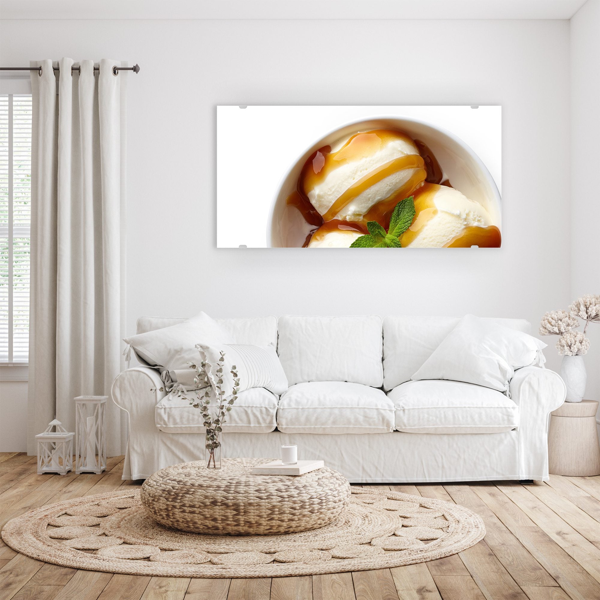 Wandbild - Eis in Schale mit Sauce