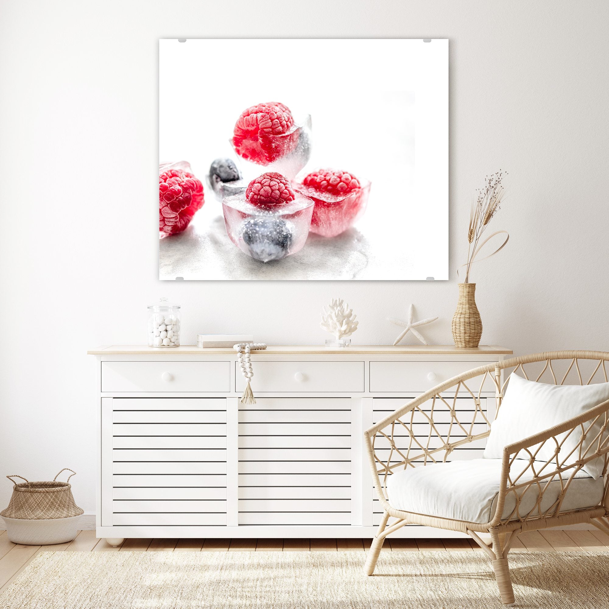 Wandbild - Eiswürfel aus Beeren