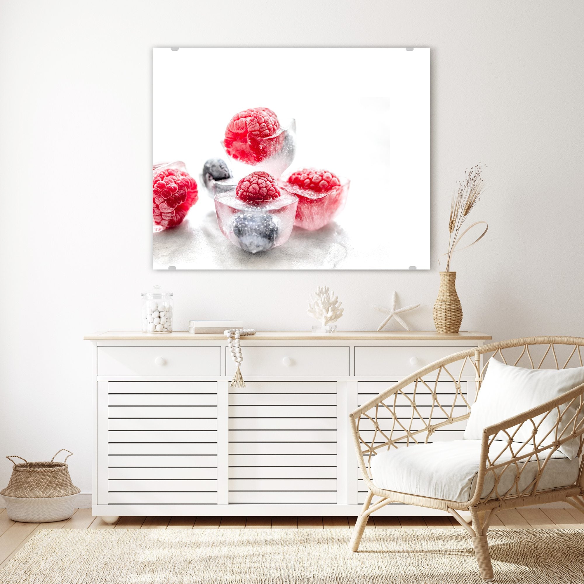 Wandbild - Eiswürfel aus Beeren