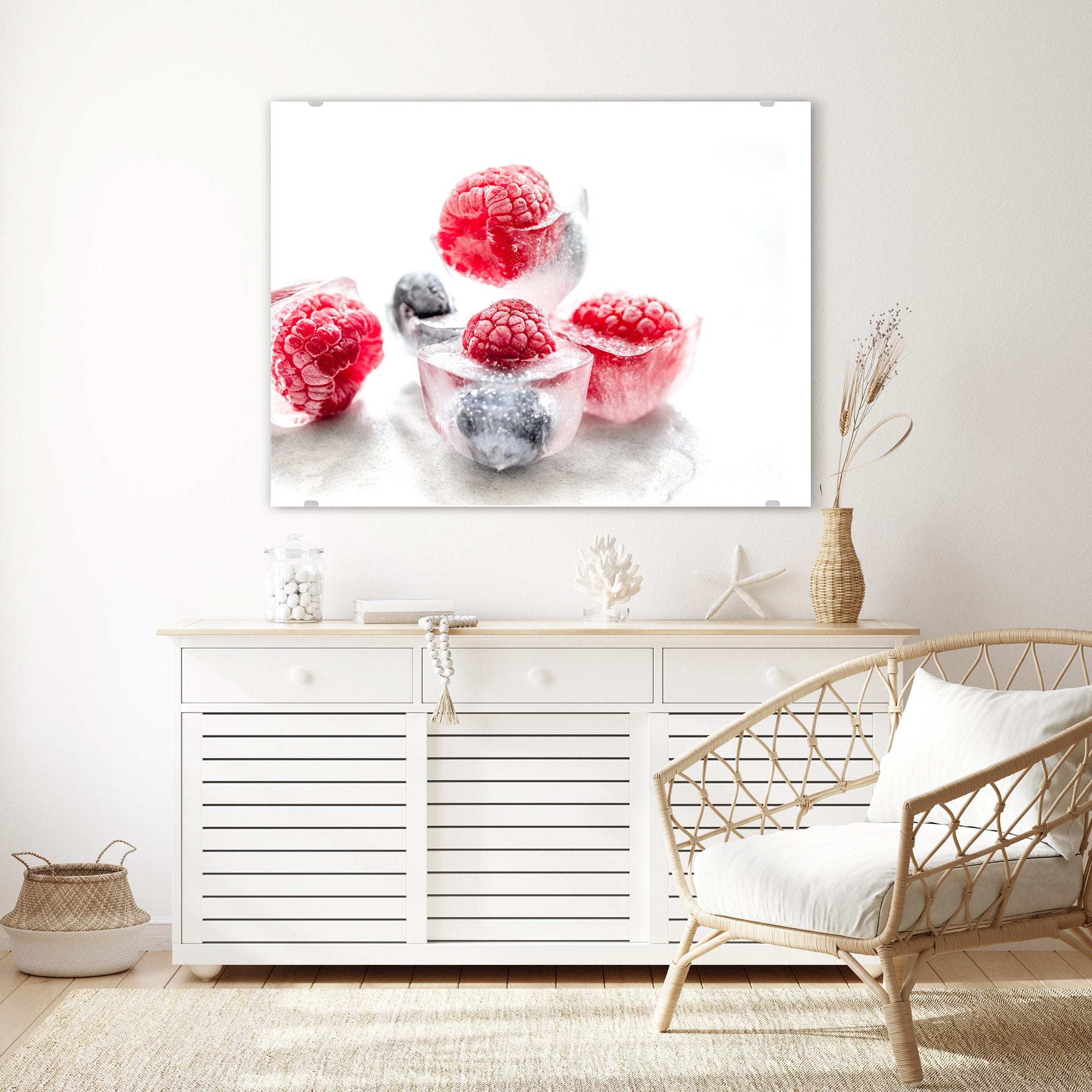 Wandbild - Eiswürfel aus Beeren