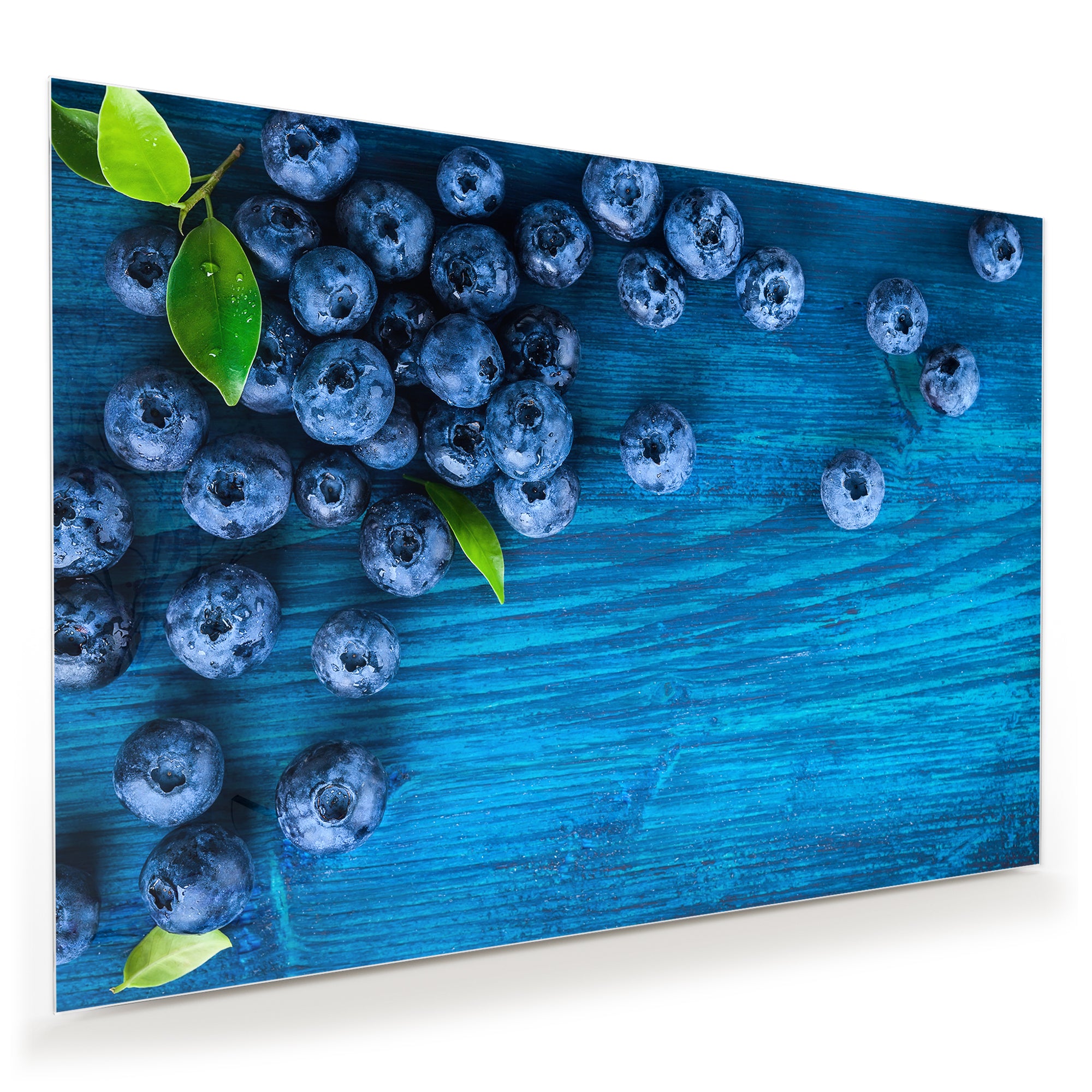 Wandbild - Heidelbeeren auf Holztisch