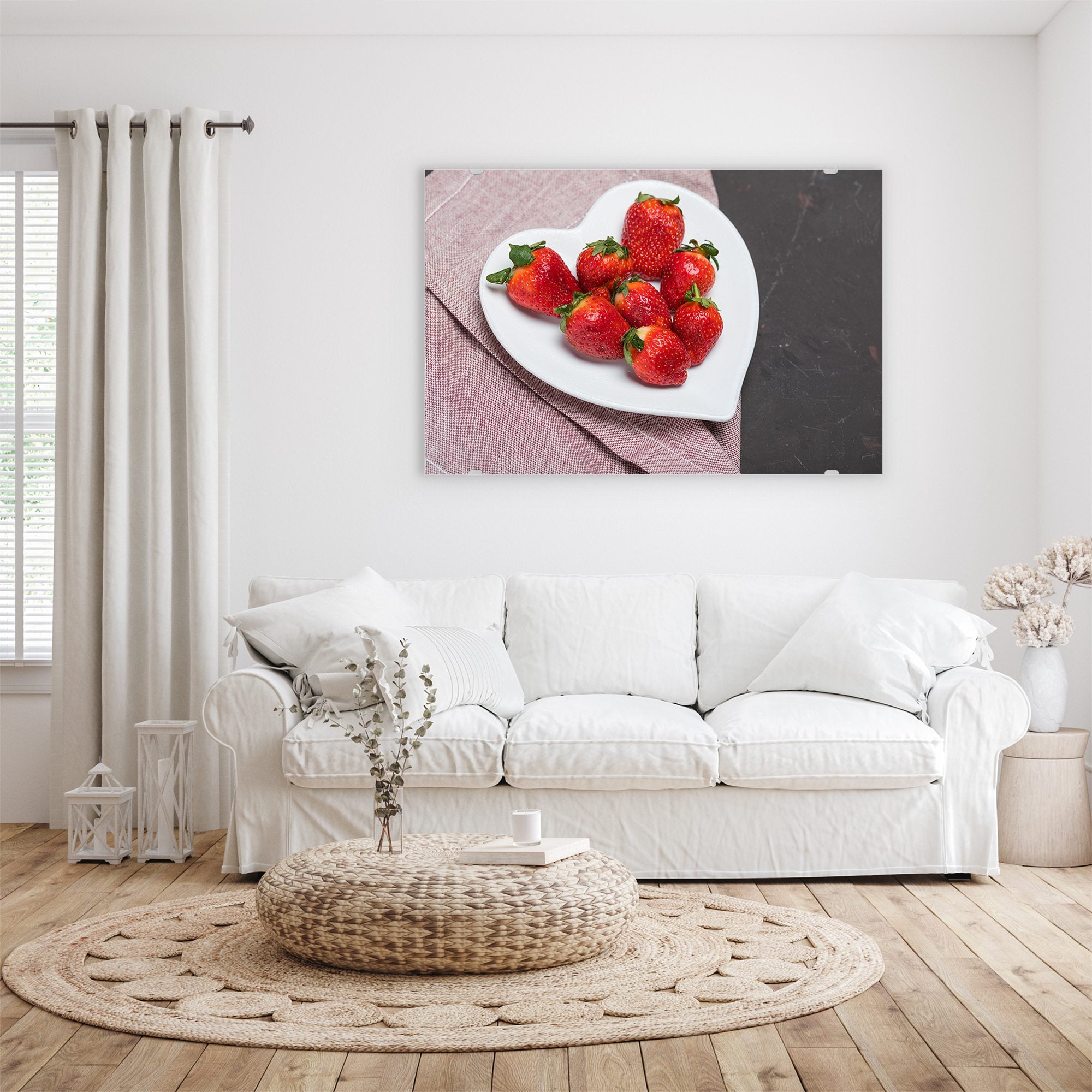 Wandbild - Herzteller mit Erdbeeren