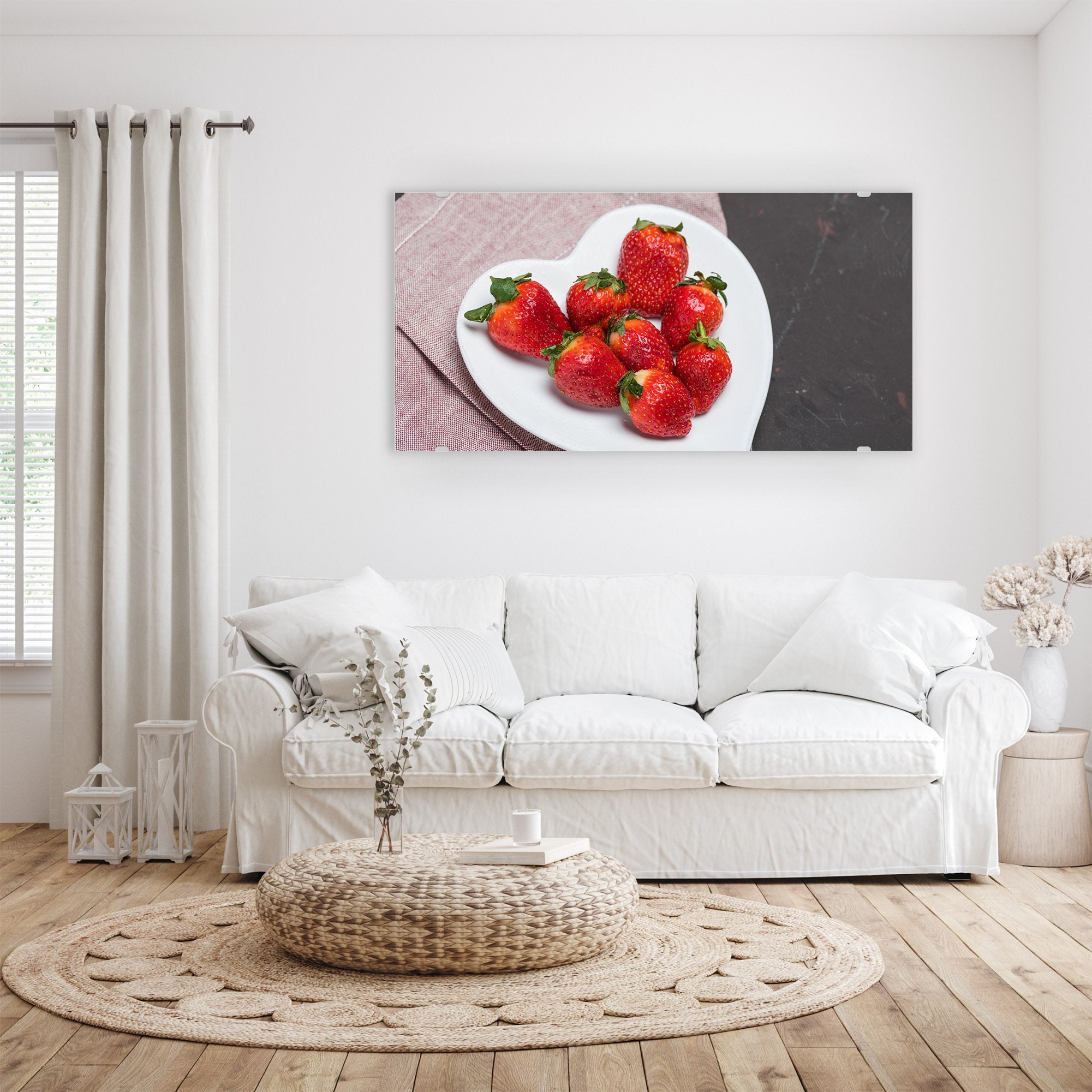 Wandbild - Herzteller mit Erdbeeren