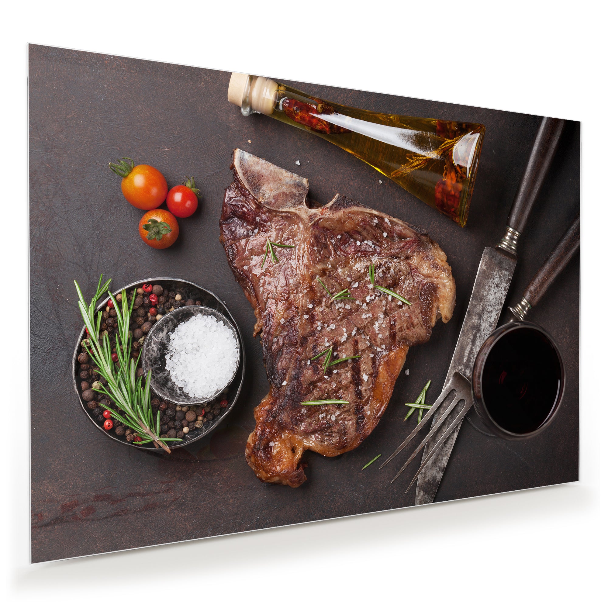 Wandbild - T-Bone Steak mit Rosmarin