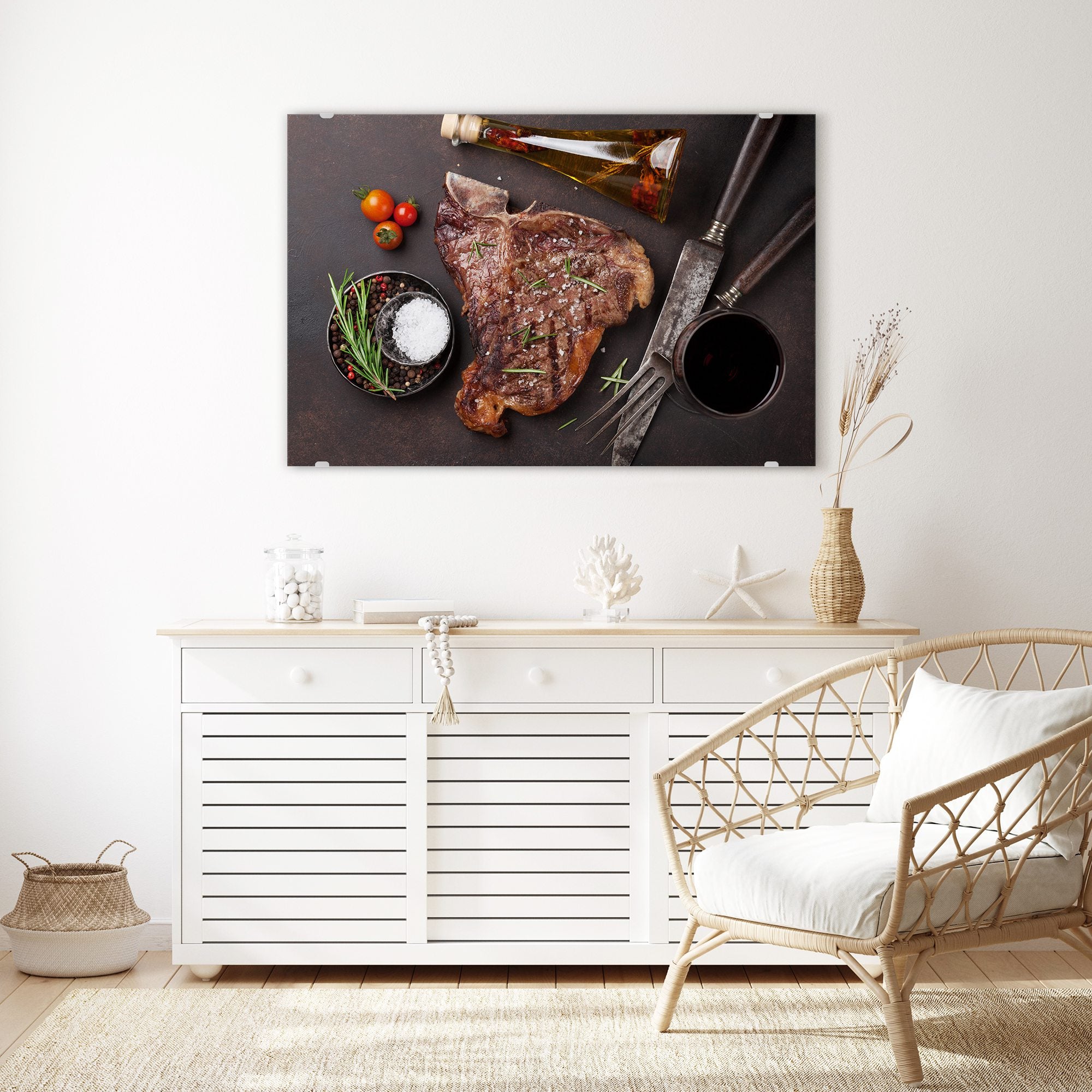 Wandbild - T-Bone Steak mit Rosmarin