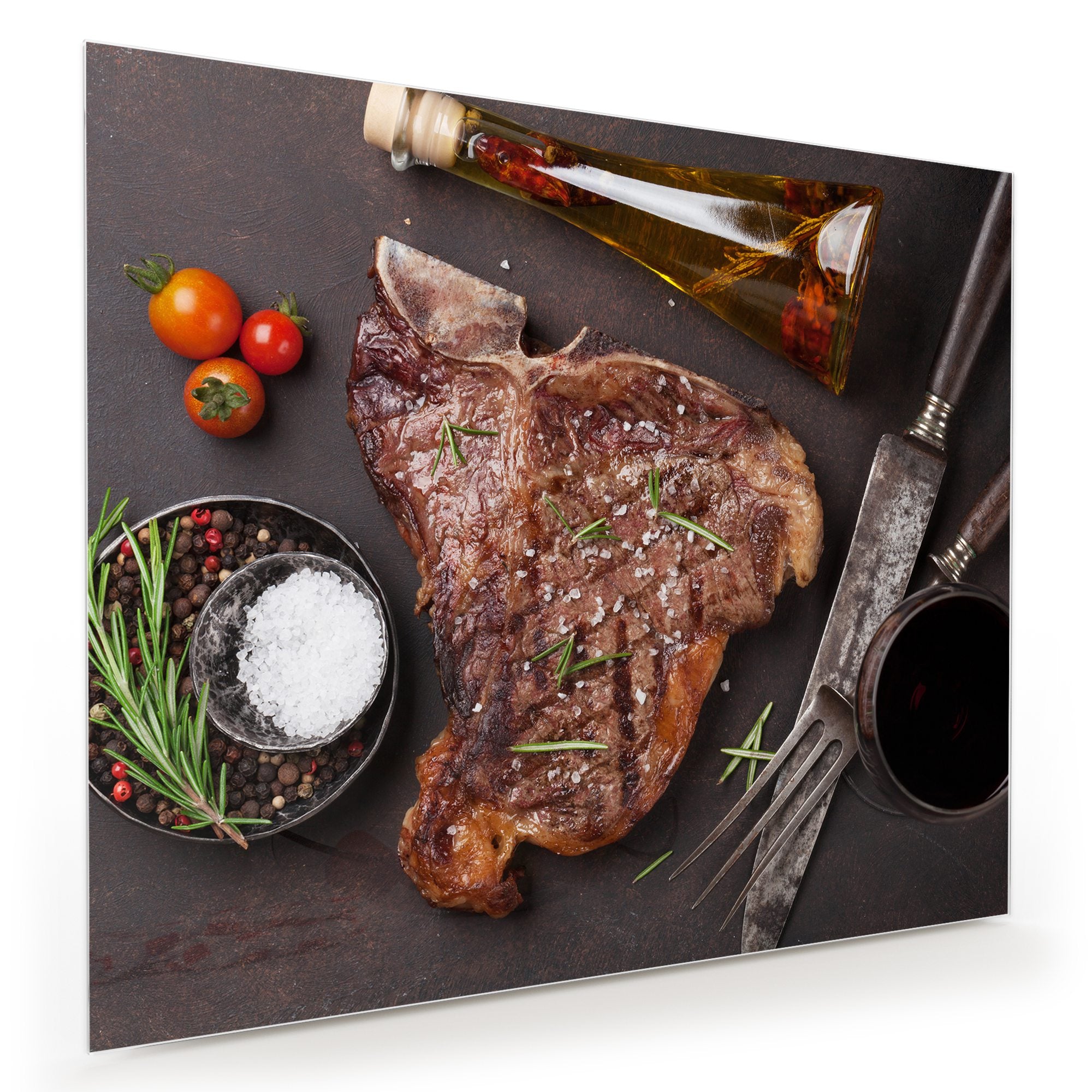 Wandbild - T-Bone Steak mit Rosmarin