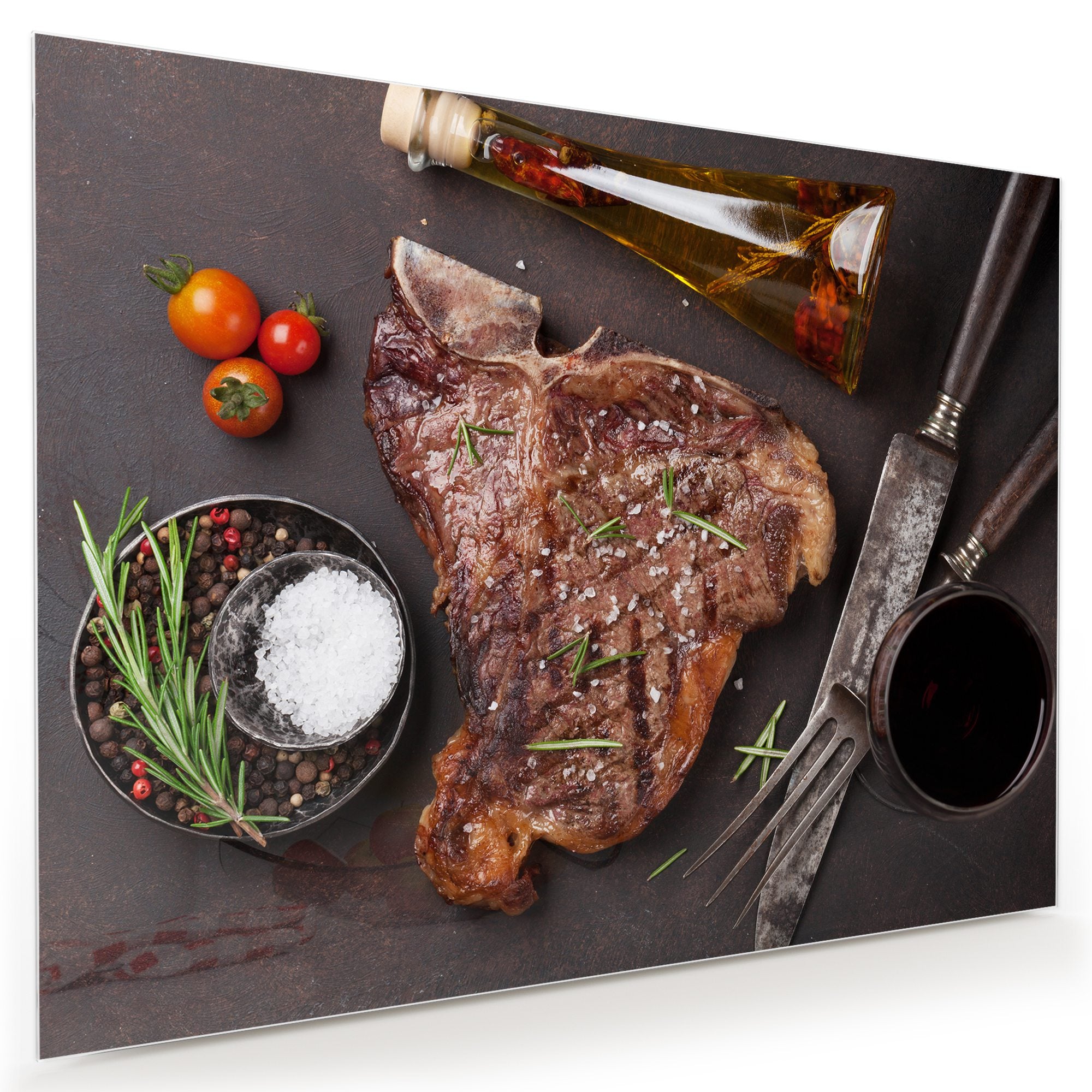 Wandbild - T-Bone Steak mit Rosmarin